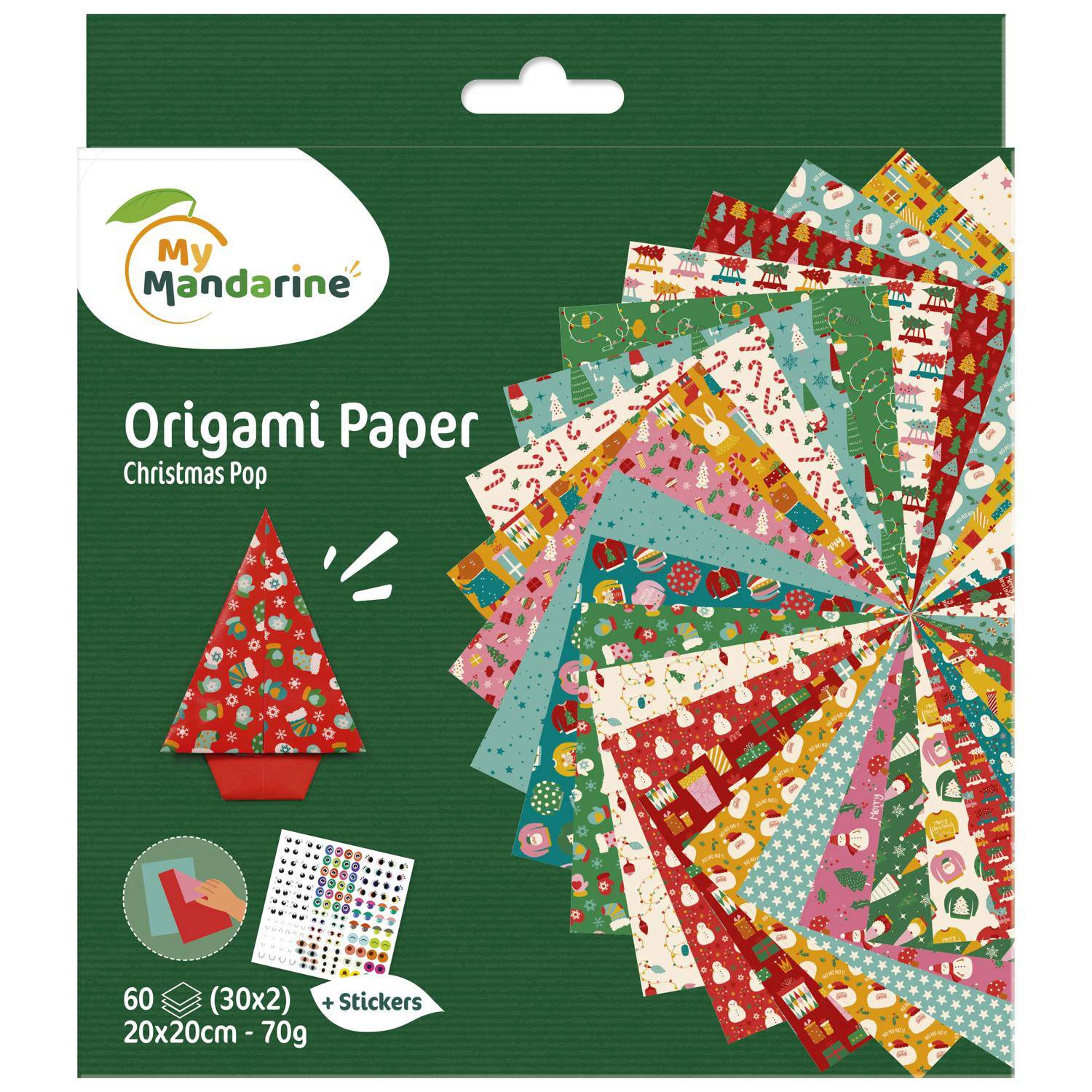 Avenue Mandarine 3x Origami Paper Christmas 60Bl 20x20cm, 70g Mehrfarbig 52508O
