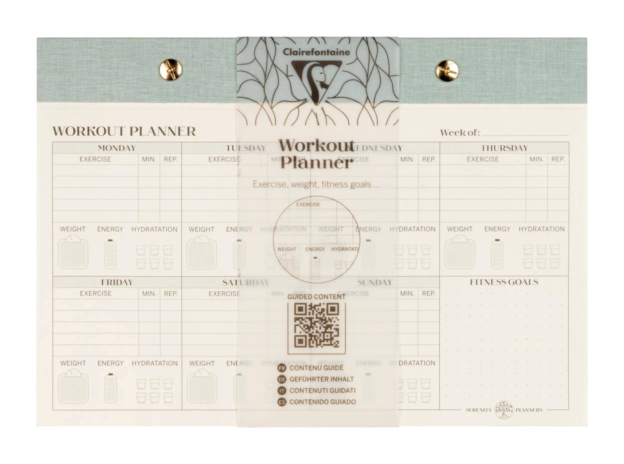 Clairefontaine 4x Workout planner, Notizblock 24x17cm 60 Bl bedruckt 116094C