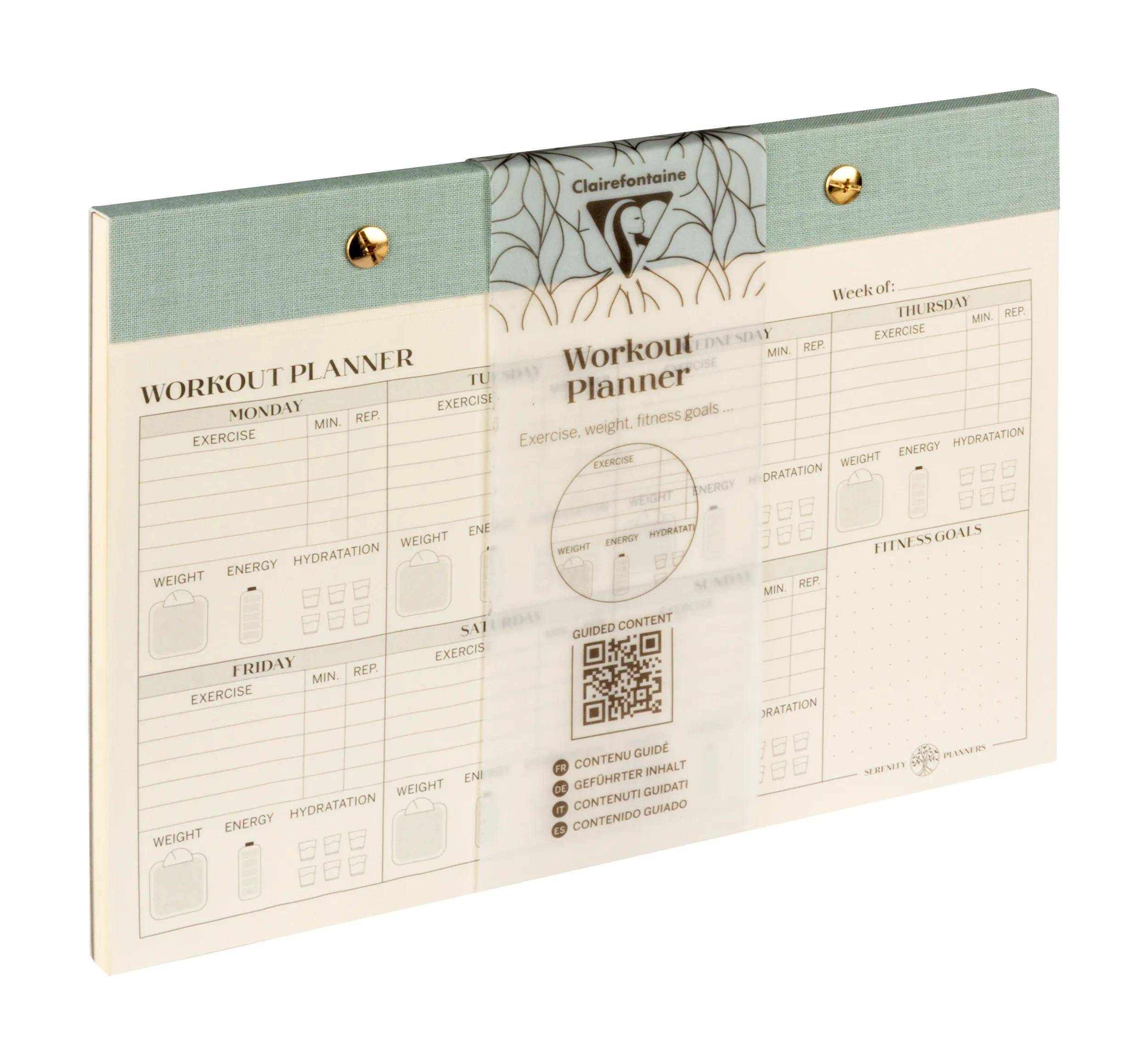 Clairefontaine 4x Workout planner, Notizblock 24x17cm 60 Bl bedruckt 116094C