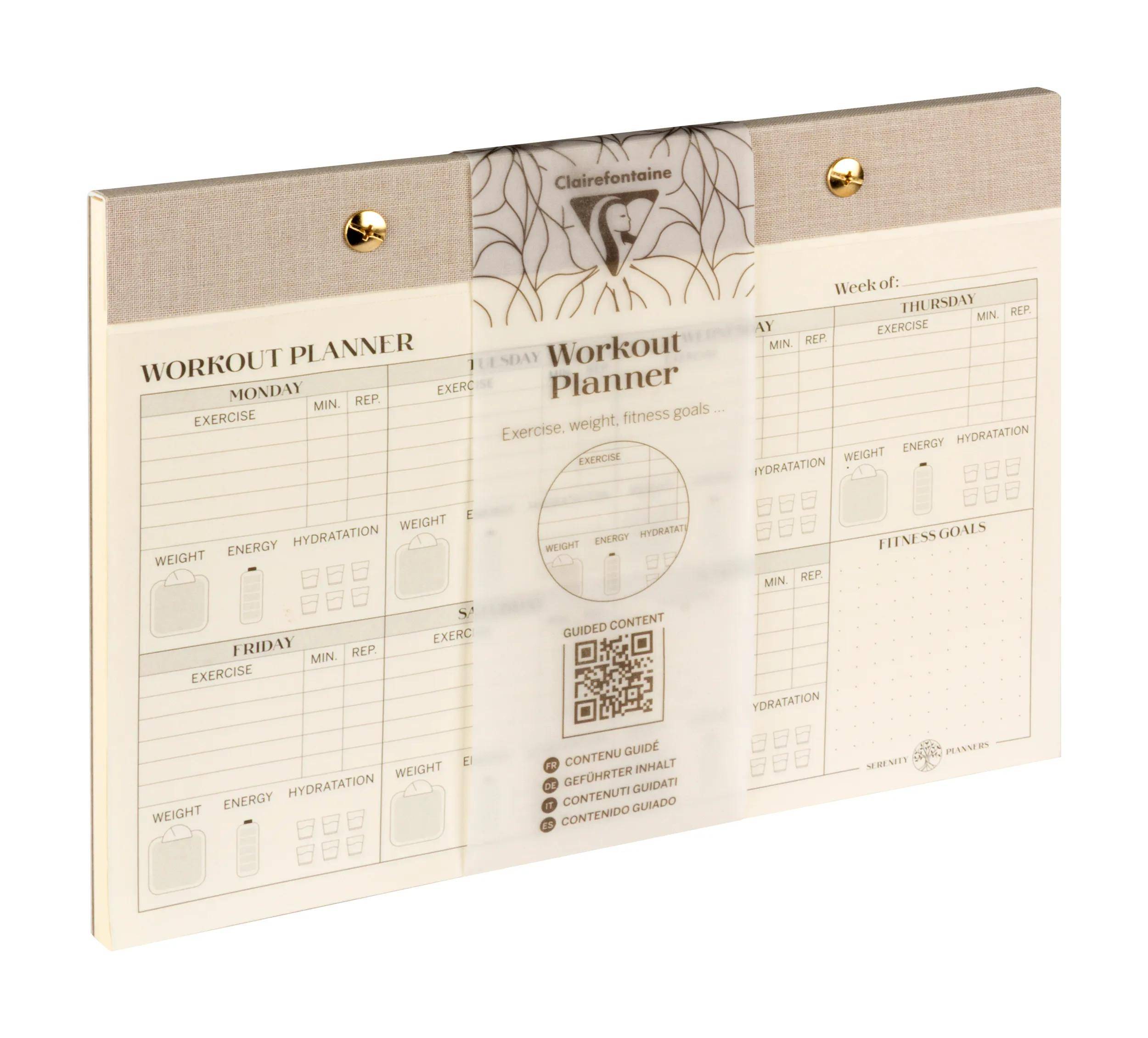 Clairefontaine 4x Workout planner, Notizblock 24x17cm 60 Bl bedruckt 116094C
