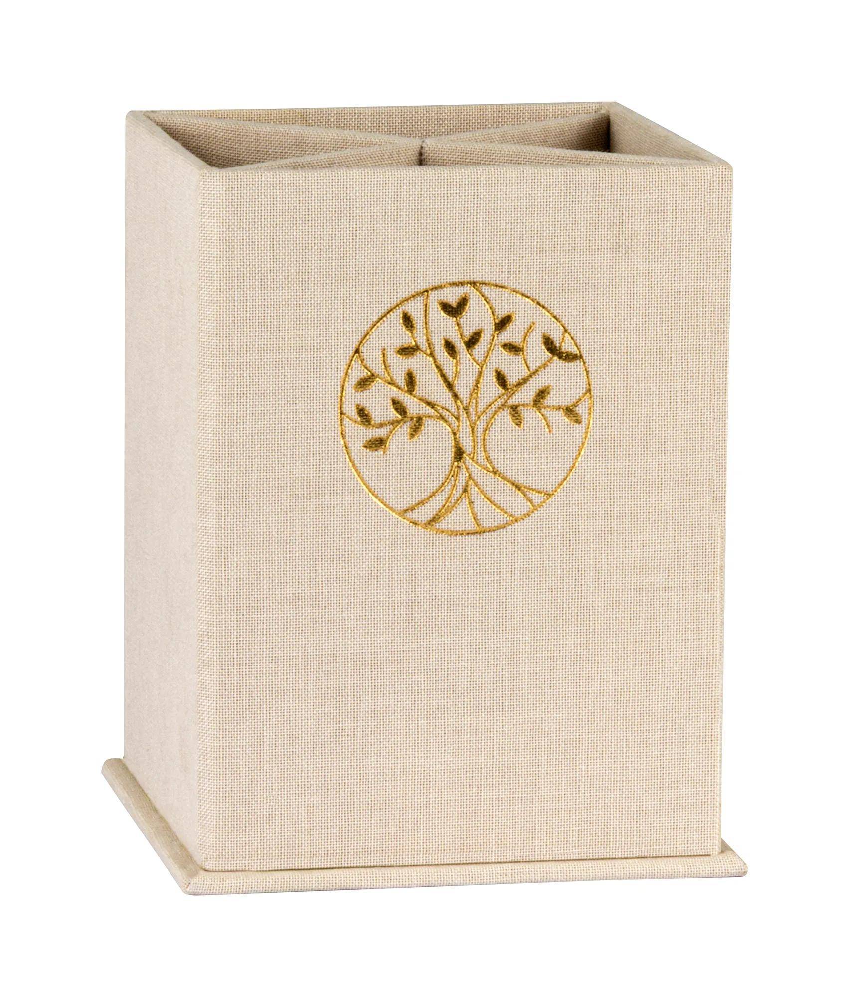 Clairefontaine 4x Stifteköcher, viereckig 8,5x8,5x11 cm Toile du Marais 116096C