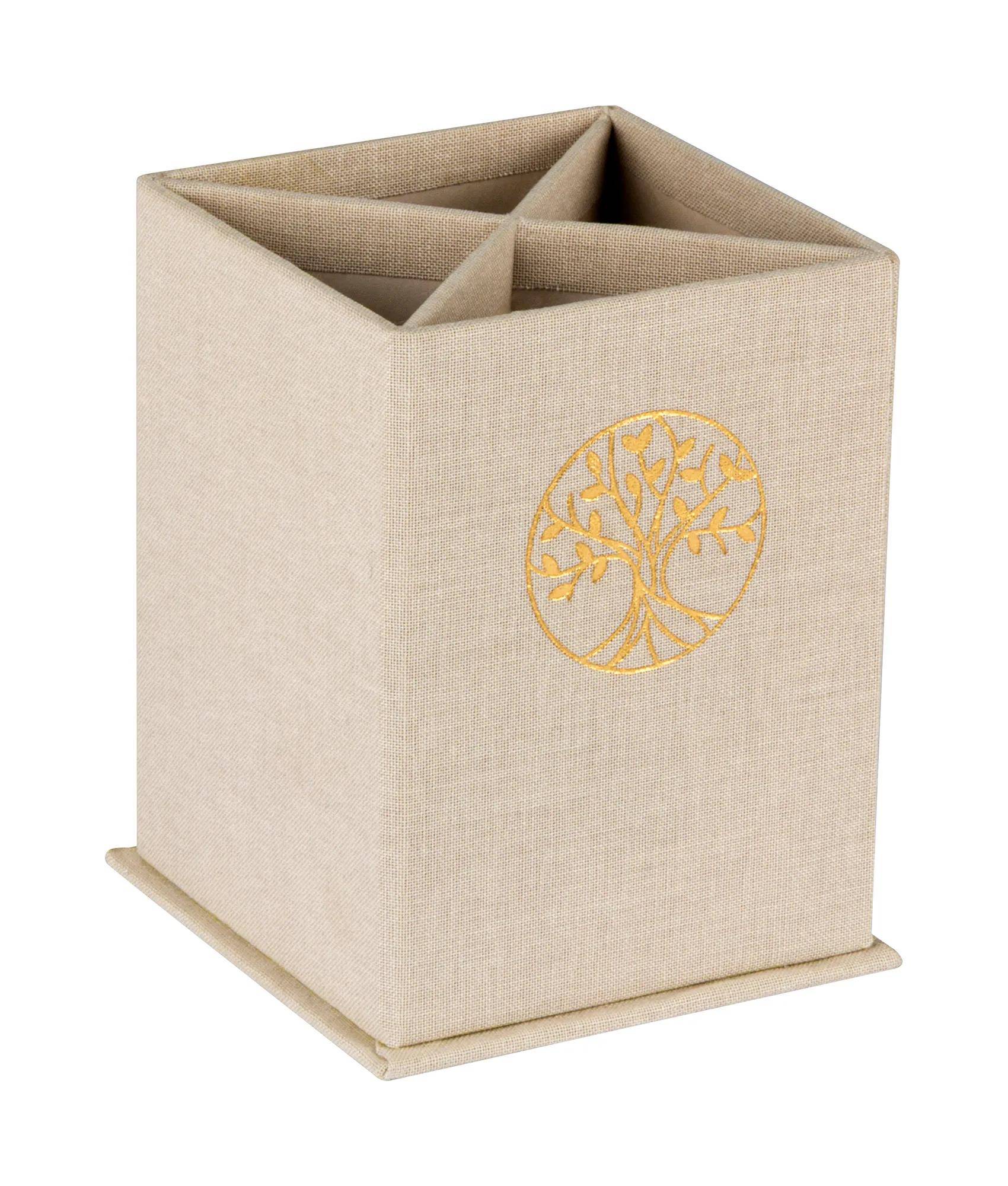 Clairefontaine 4x Stifteköcher, viereckig 8,5x8,5x11 cm Toile du Marais 116096C
