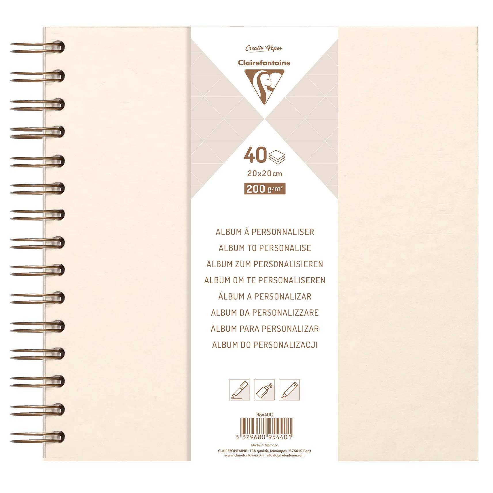 Clairefontaine 3x Album fest Elfenb GZ 20x20 40B 200g 95440C