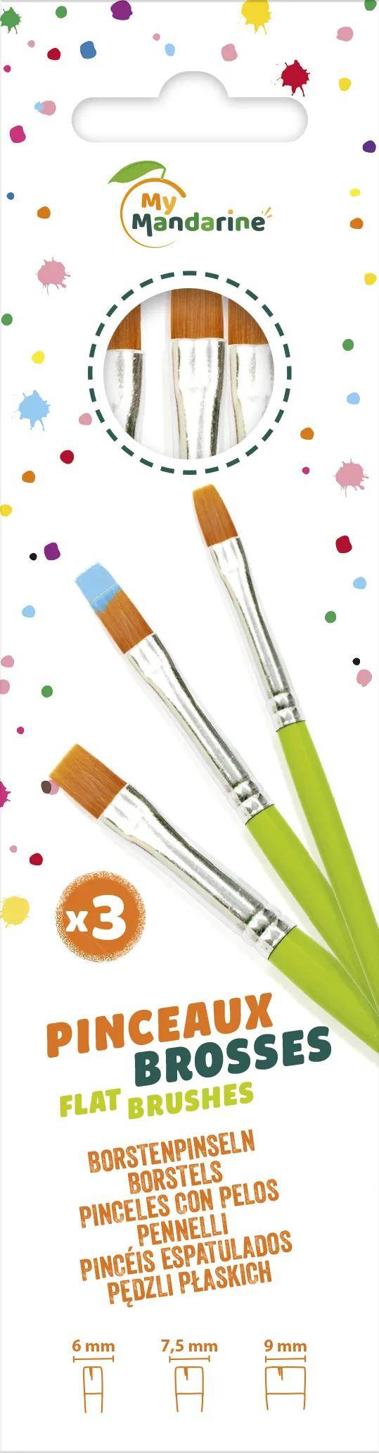 Avenue Mandarine 6x Set mit 3 Flachpinseln, synthetische Borsten - Grün 52530O