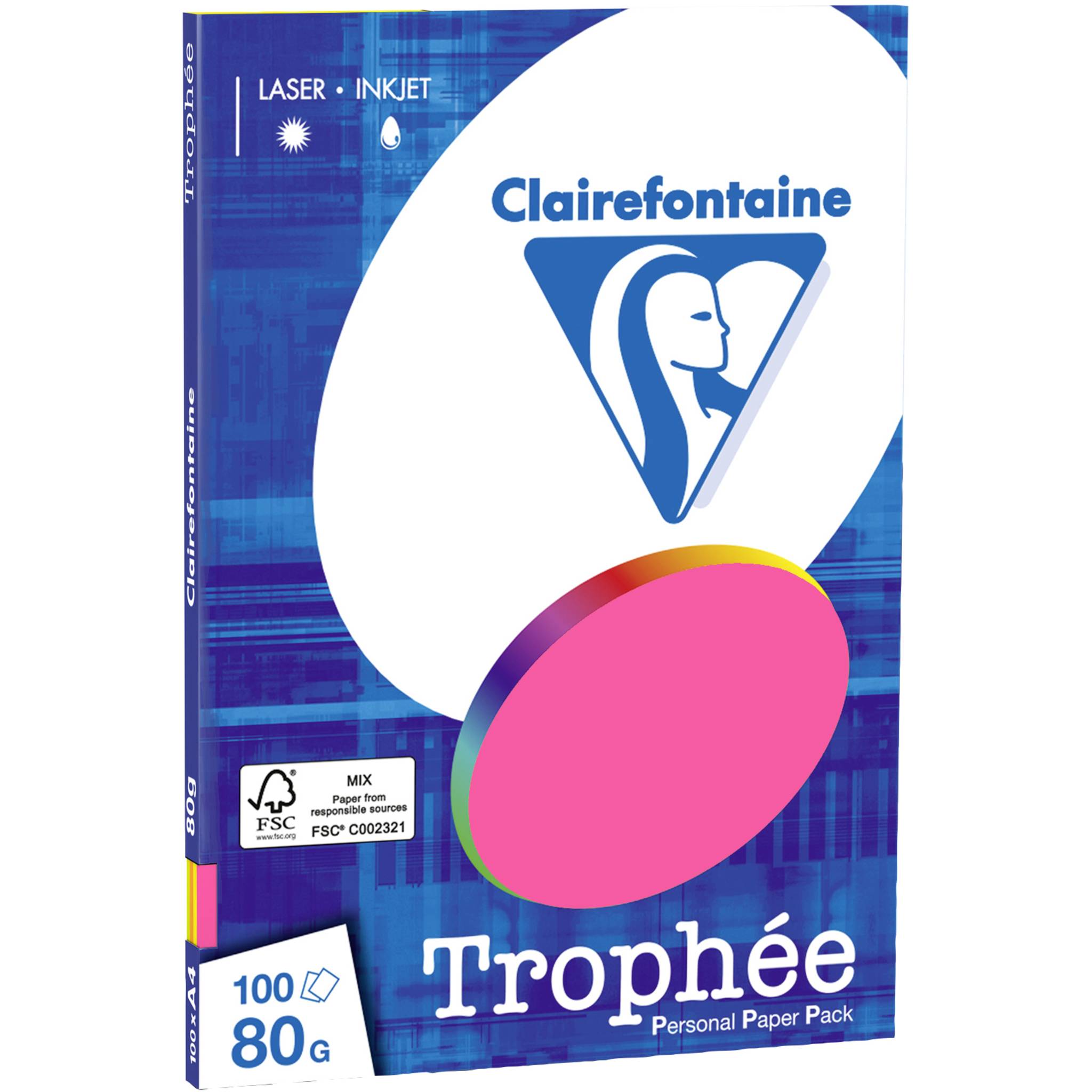 Clairefontaine 10x Trophée Papier PPP A4 80g 100 Blatt - Sortiert Fluo 4120C