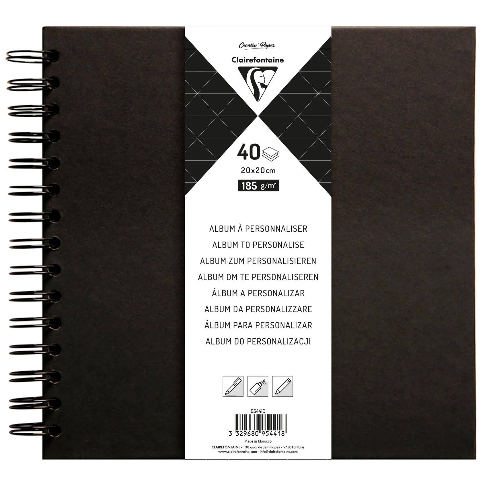 Clairefontaine 3x Album fest sw GZ 20x20cm 40Bl 200g 95441C