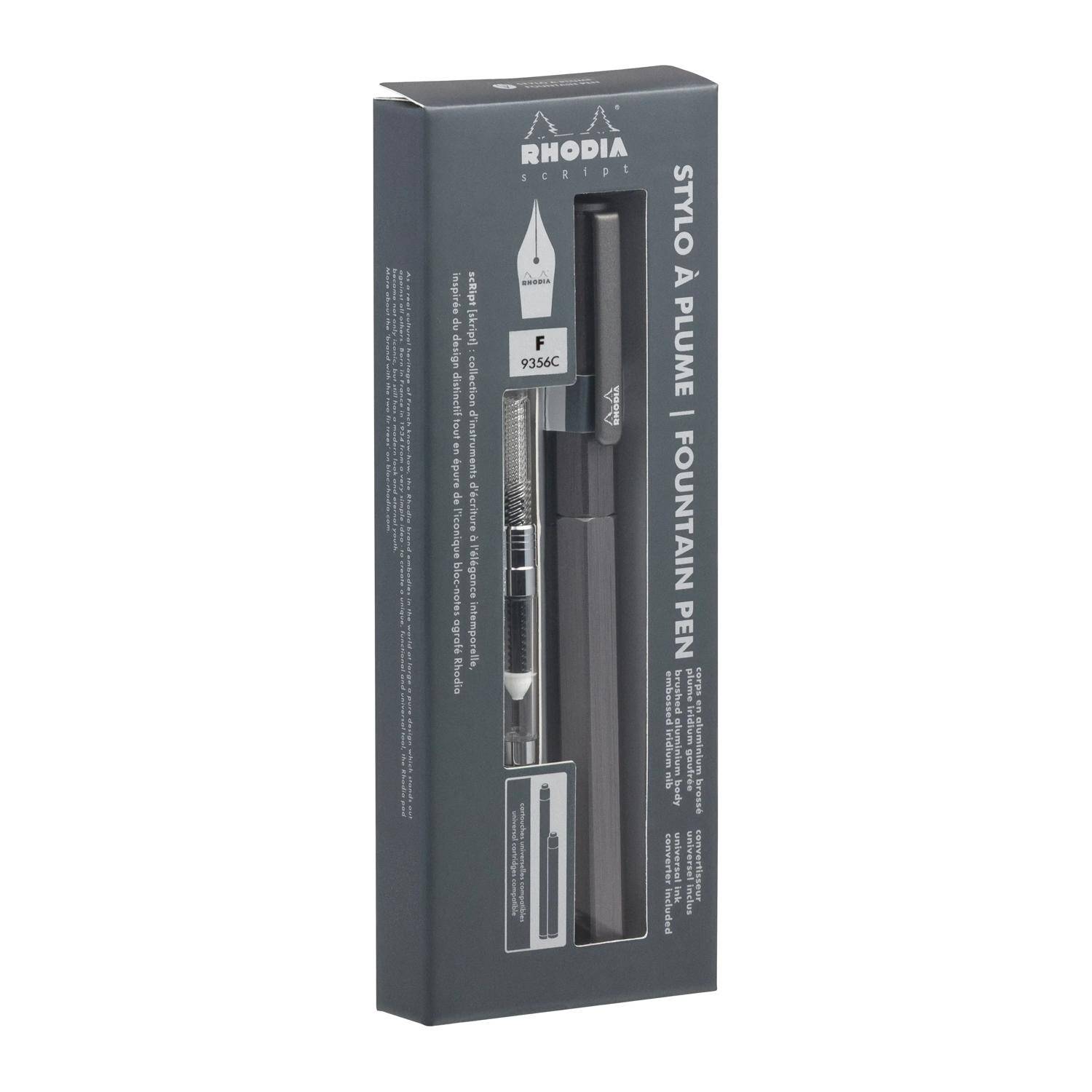 Rhodia Rhodia scRipt, Füllfederhalter, Federstärke F - Titan 9356C