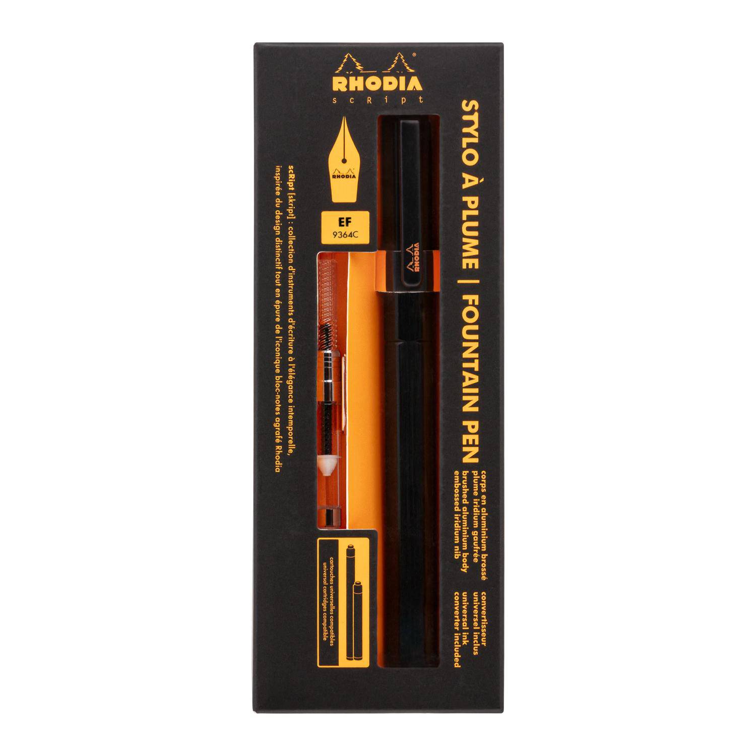 Rhodia Rhodia scRipt, Füllfederhalter, Federstärke EF - Schwarz 9364C