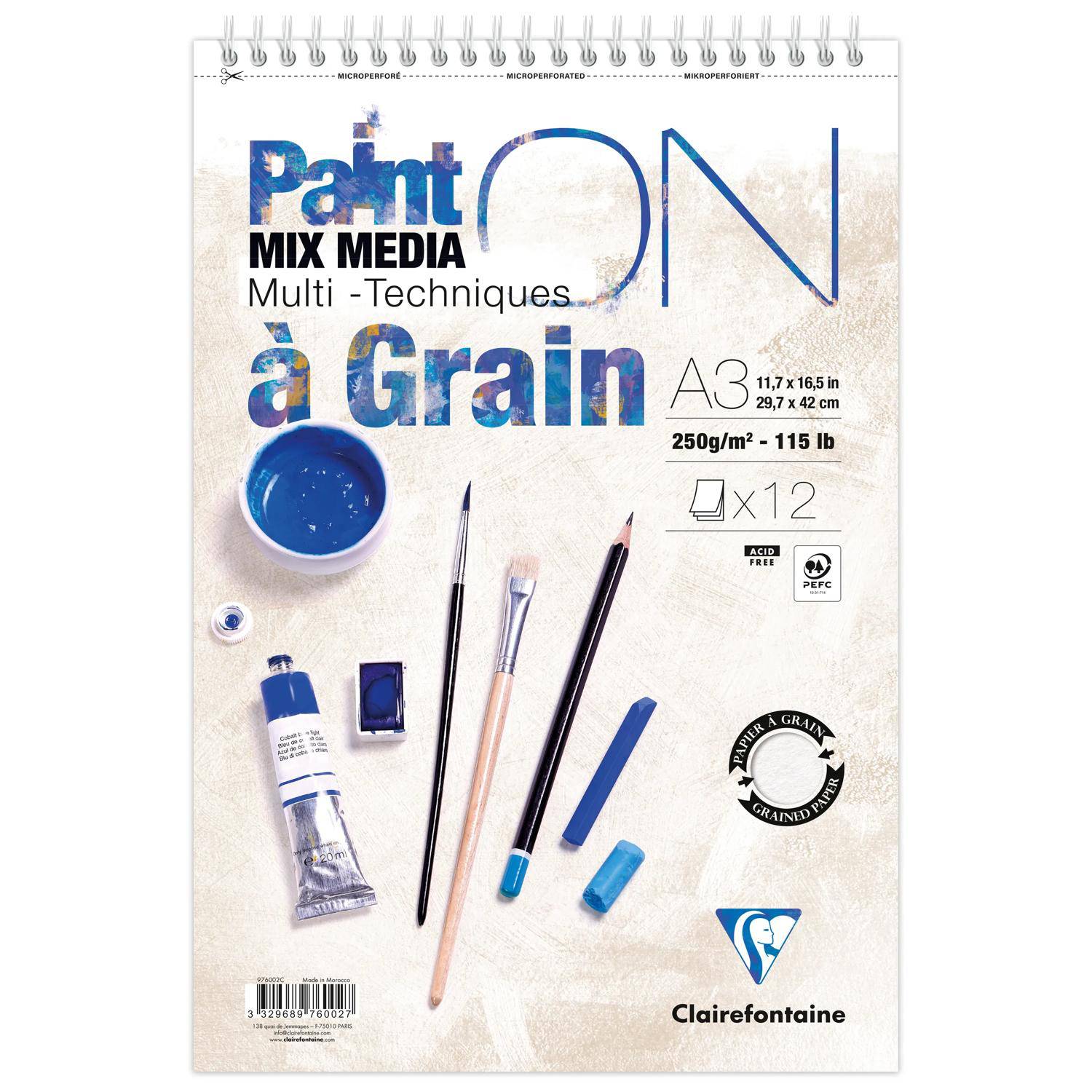 Clairefontaine 2x PaintON gekoernt Spir 12Bl 250g A3+ 976002C