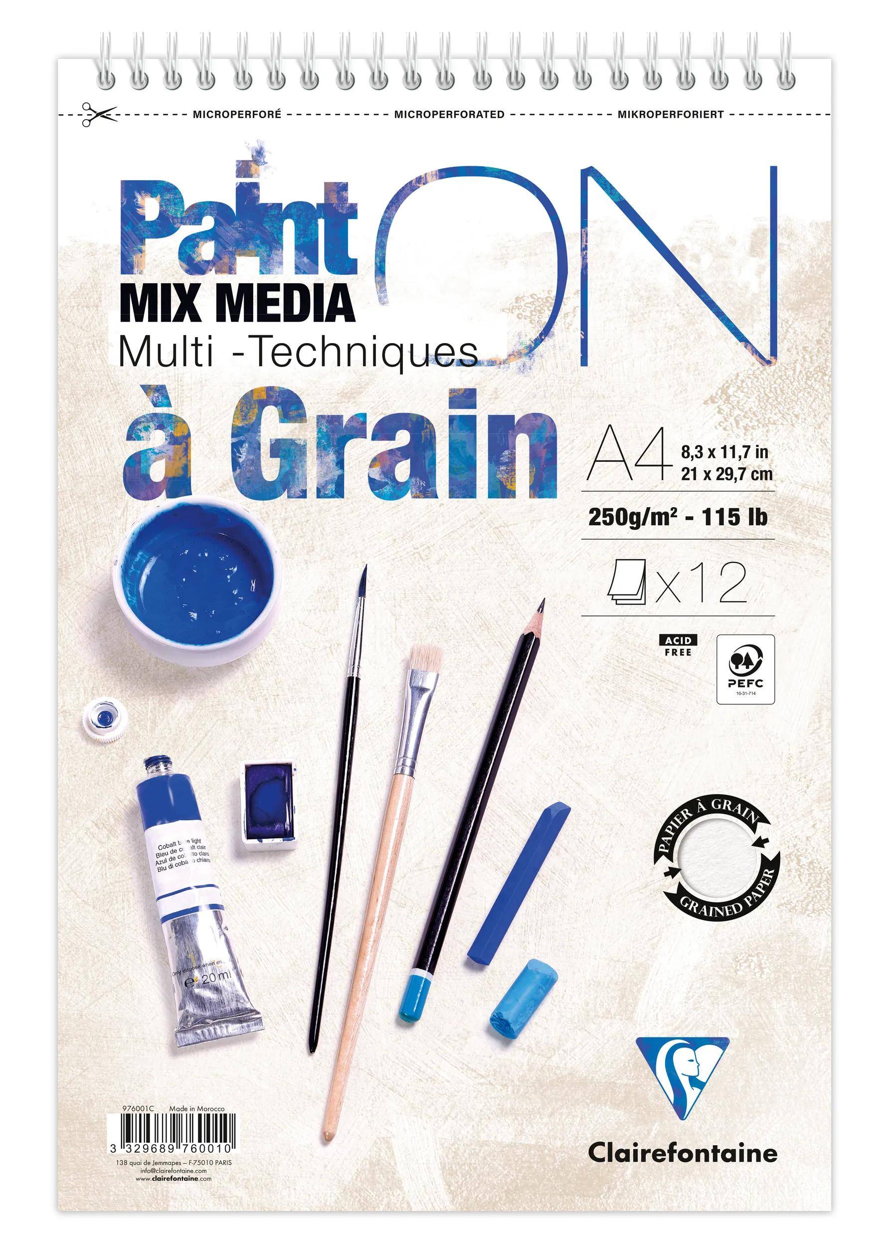 Clairefontaine 4x PaintON gekoernt Spir 12Bl 250g A4+ 976001C