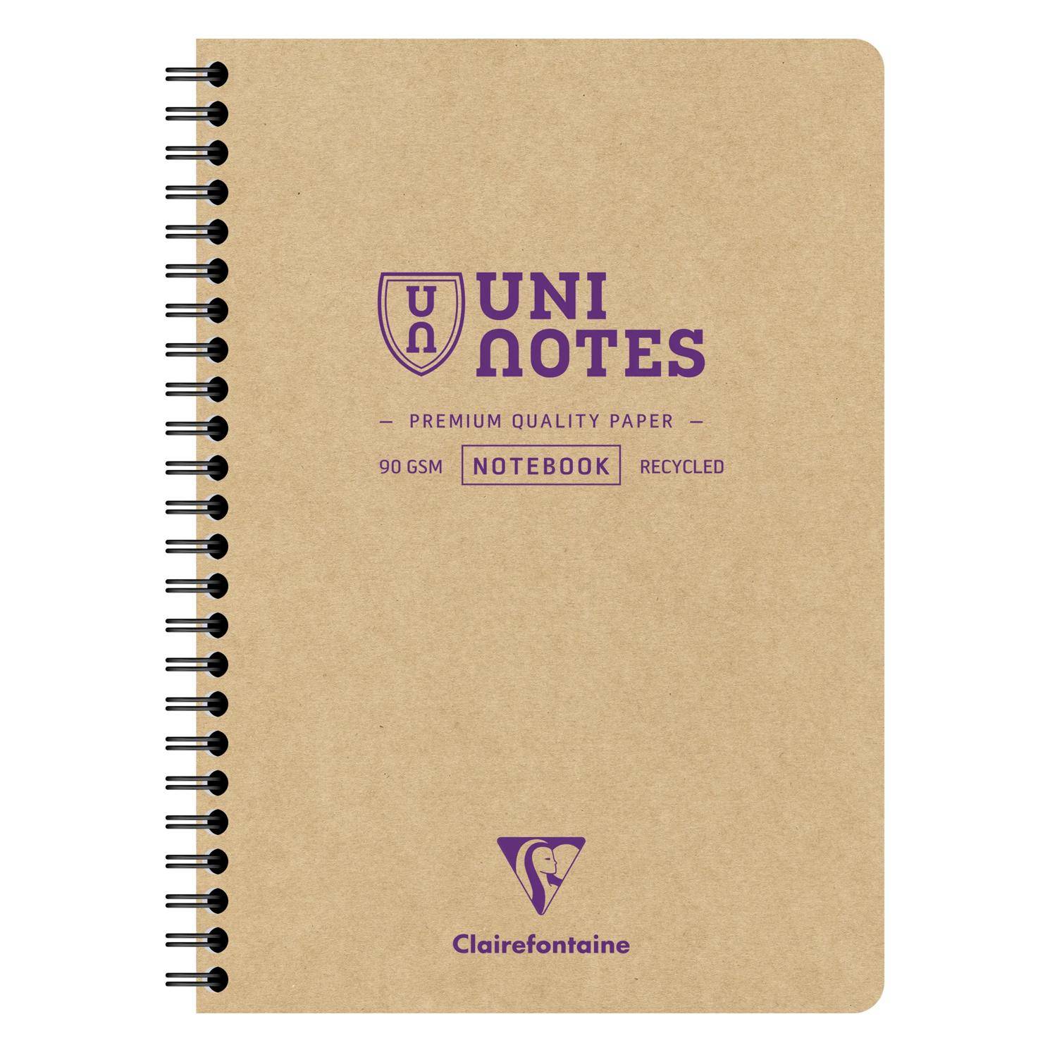 Clairefontaine 5x Uninotes Spiralbuch A5 80Bl Liniert 9851C
