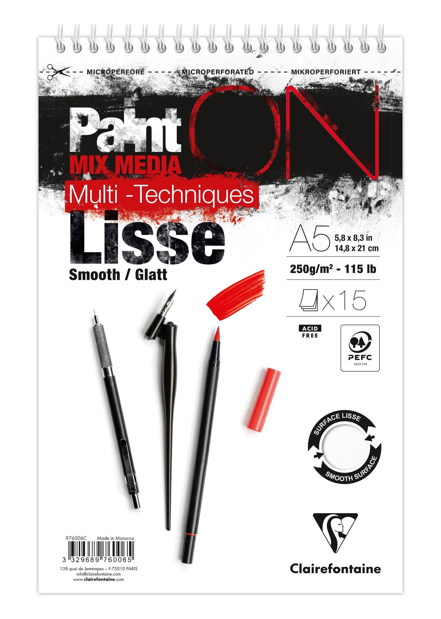 Clairefontaine 4x PaintON-glatt Spir 15Bl 250 g A5+ 976006C