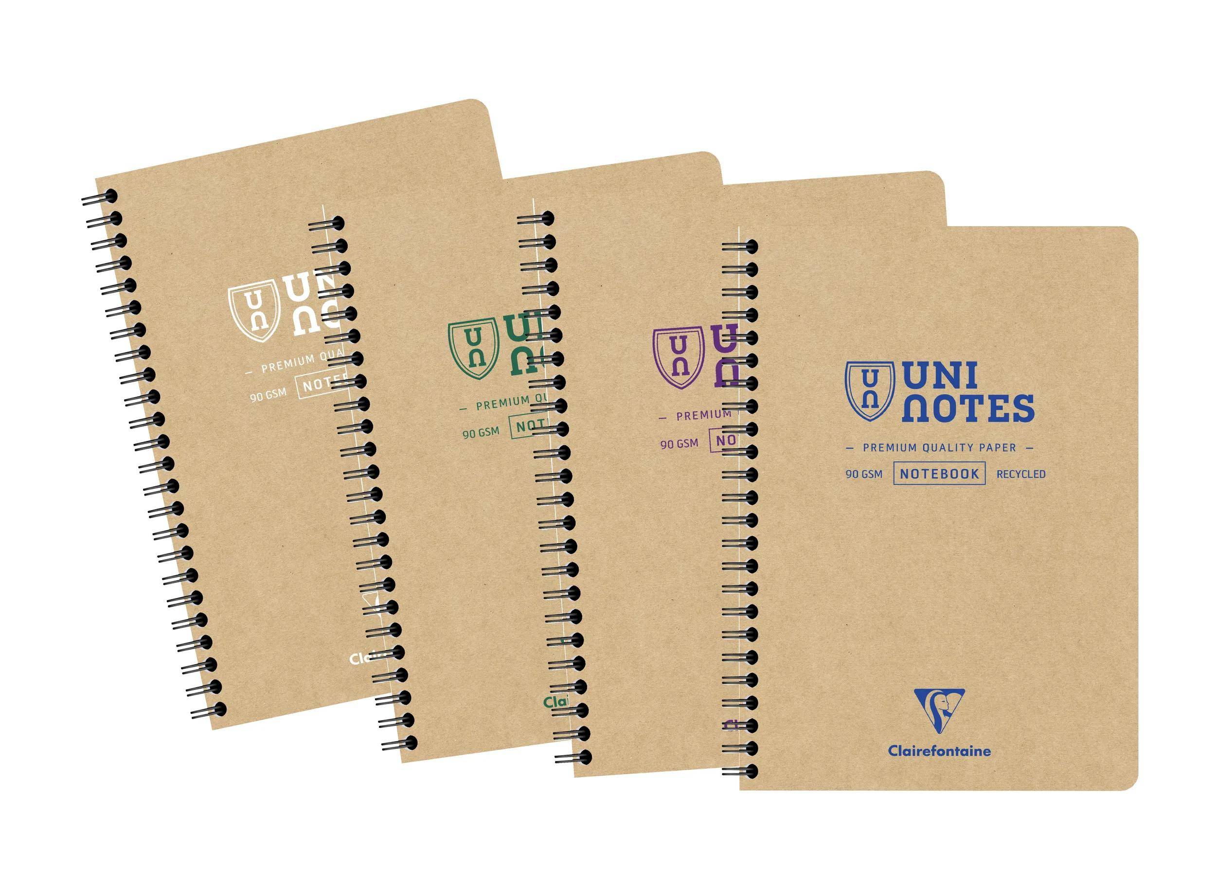 Clairefontaine 5x Uninotes Spiralbuch A5 80Bl kariert 9850C