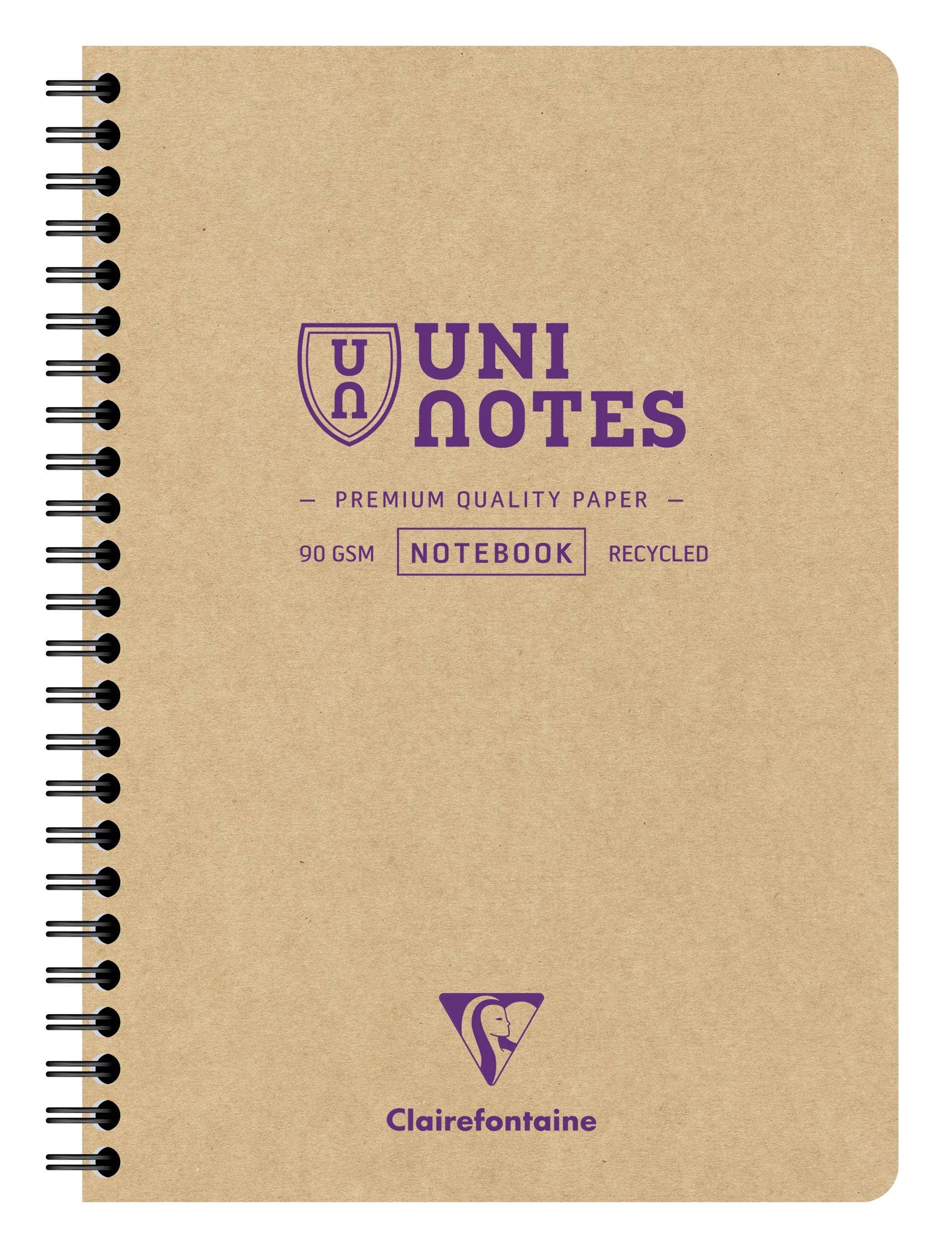 Clairefontaine 5x Uninotes Spiralbuch A5 80Bl kariert 9850C