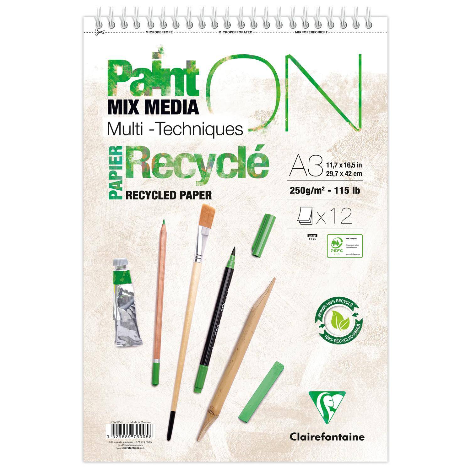 Clairefontaine 2x PaintON RC gekoer Spi 12Bl 250g A3+ 976005C