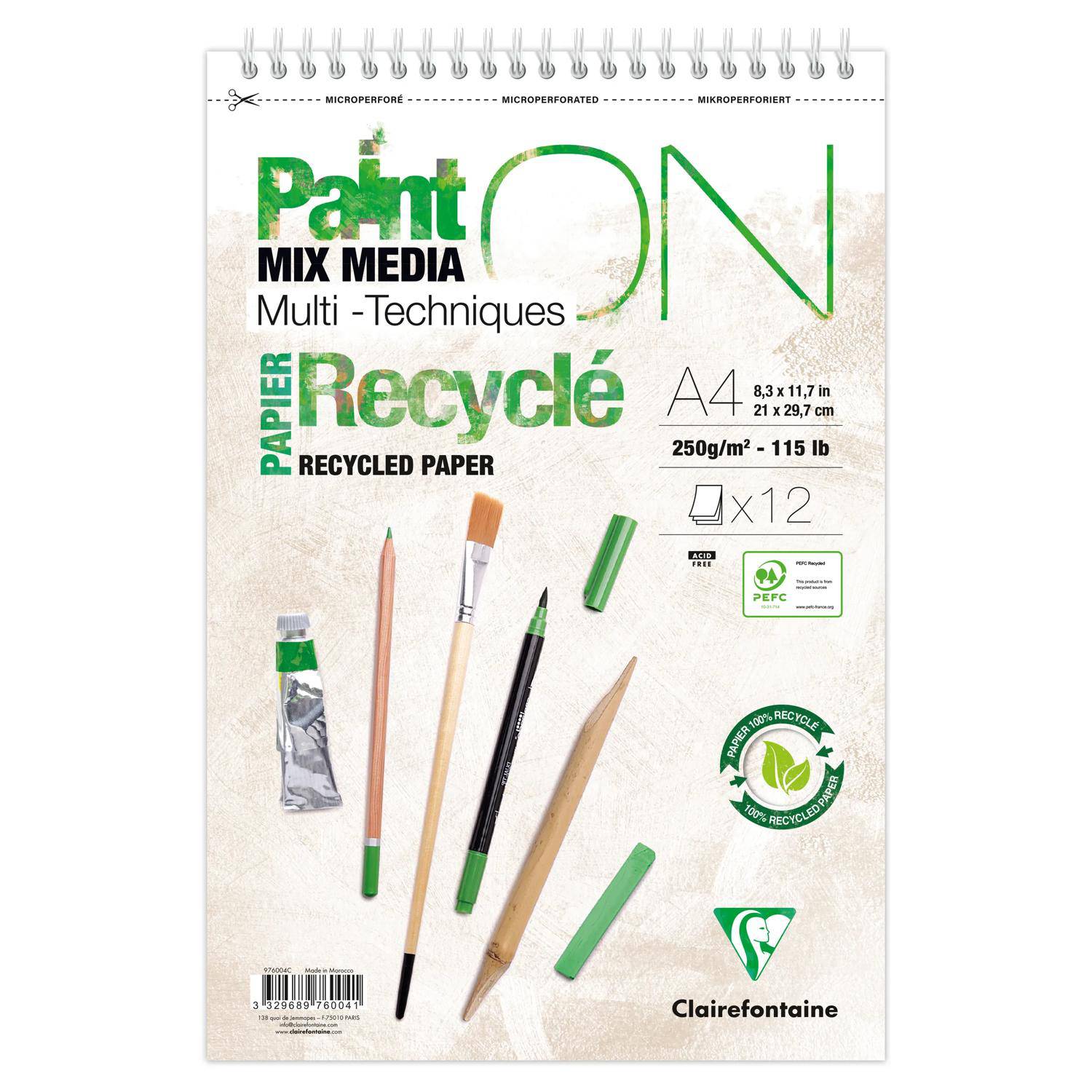Clairefontaine 4x PaintON RC gekoer Spi 12Bl 250g A4+ 976004C