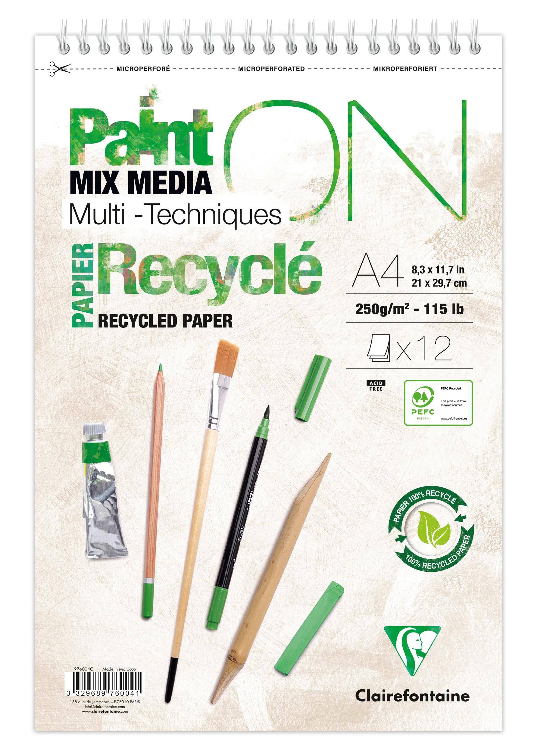 Clairefontaine 4x PaintON RC gekoer Spi 12Bl 250g A4+ 976004C