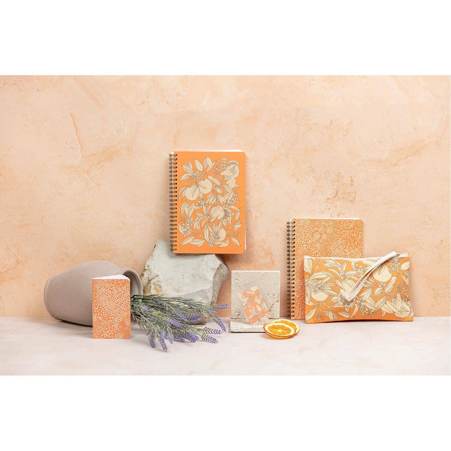 Clairefontaine 4x Schlampermäppchen Baumwolle 22x16 cm, orange Motiven 116361C