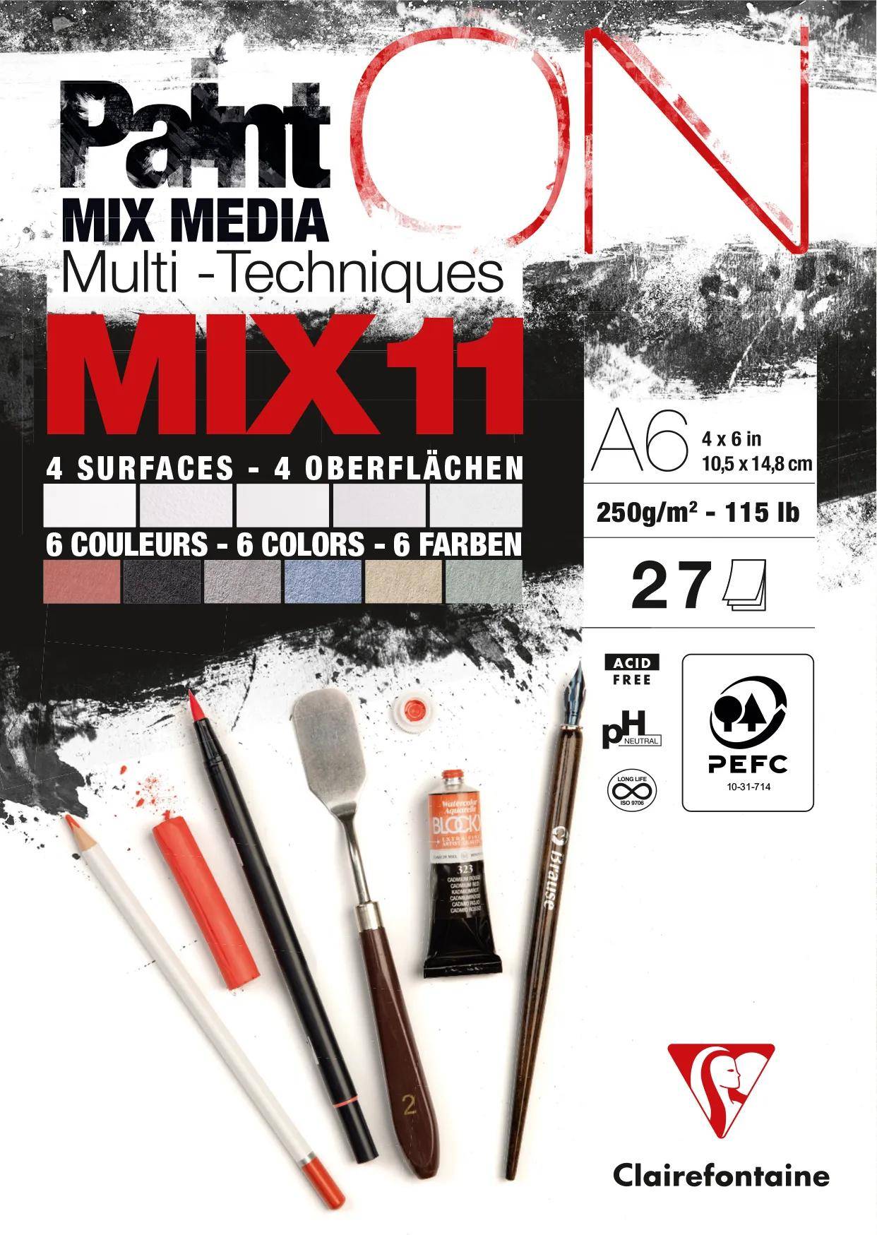 Clairefontaine 8x PaintON MIX11 27Bl 5B*3Bl+6C*2F A6 976009C