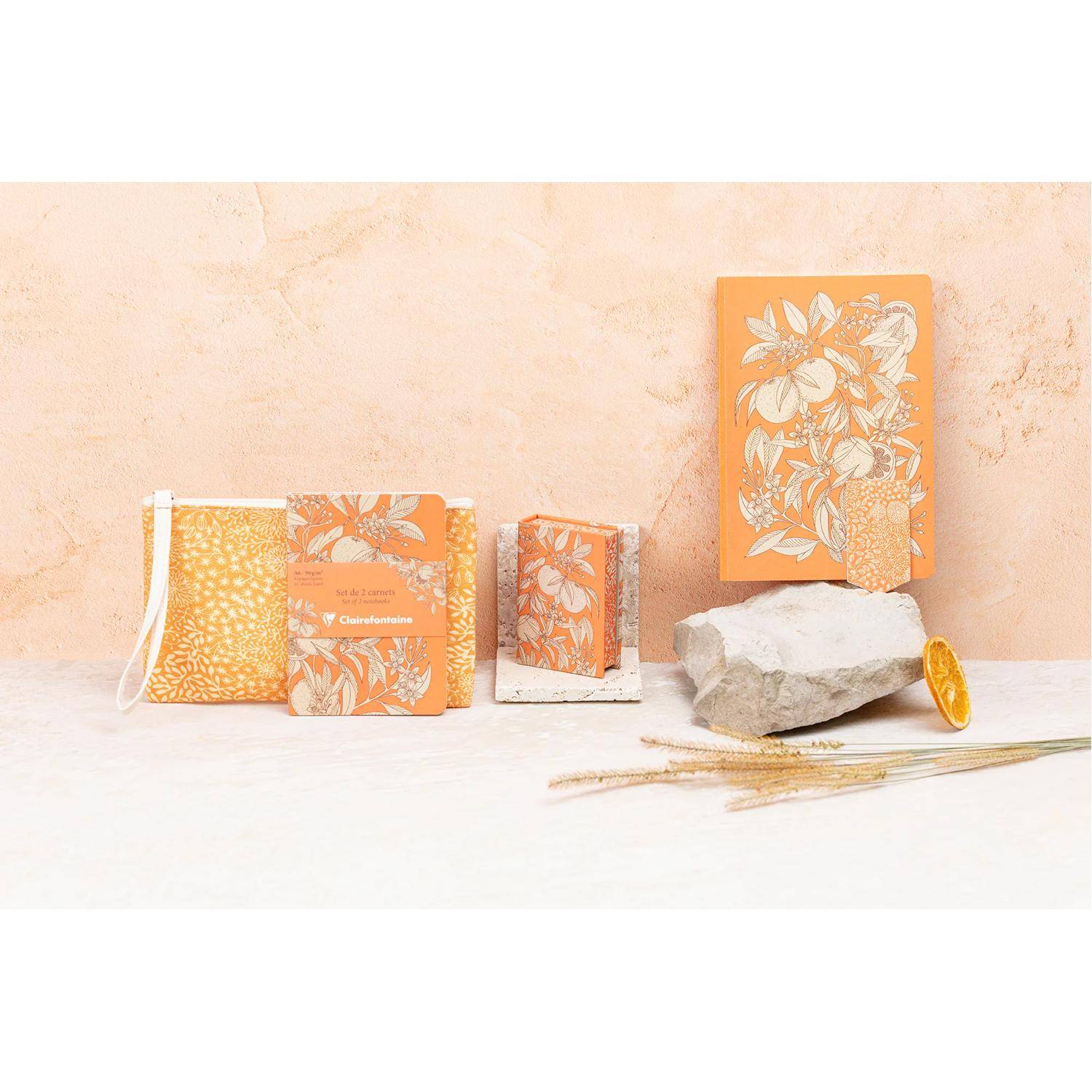 Clairefontaine 4x Schlampermäppchen Baumwolle 22x16 cm, Allover-Print 116362C