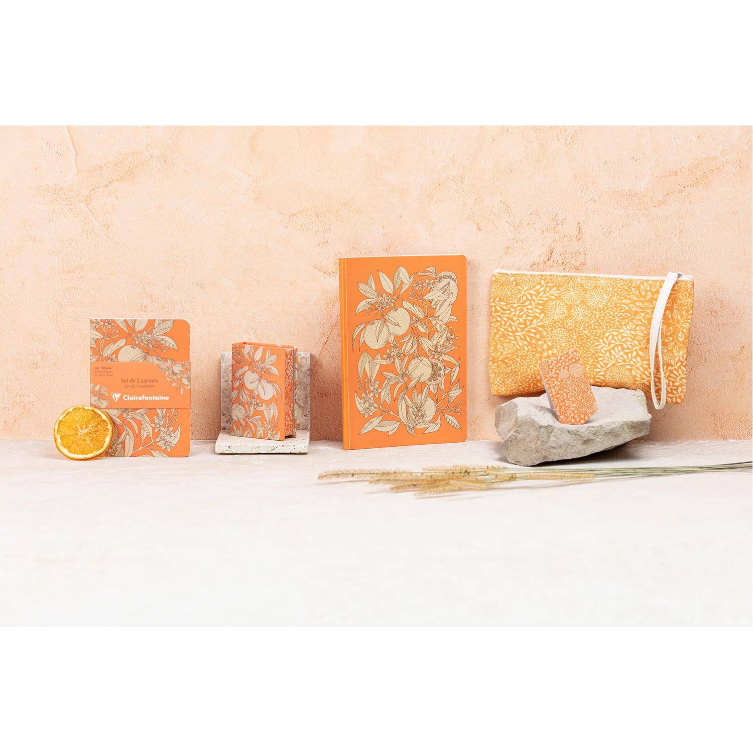 Clairefontaine 4x Schlampermäppchen Baumwolle 22x16 cm, Allover-Print 116362C