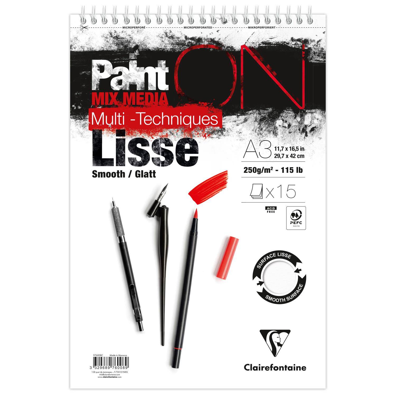 Clairefontaine 2x PaintON-glatt Spir 15Bl 250 g A3+ 976008C