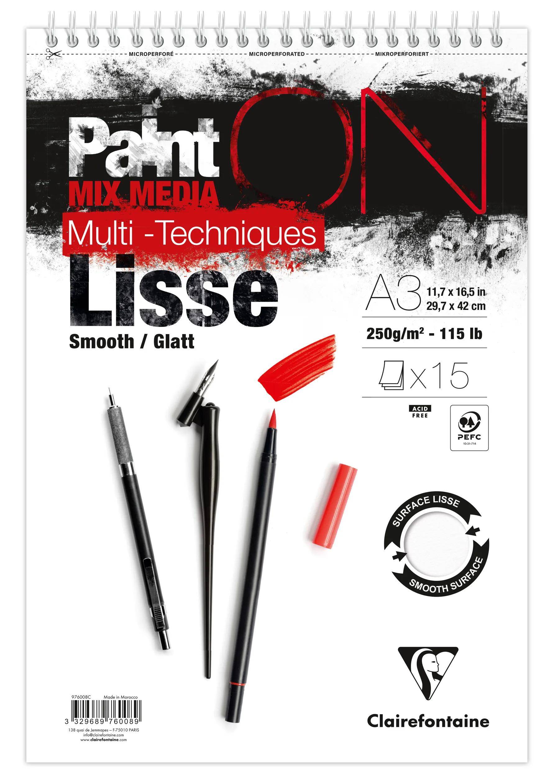 Clairefontaine 2x PaintON-glatt Spir 15Bl 250 g A3+ 976008C