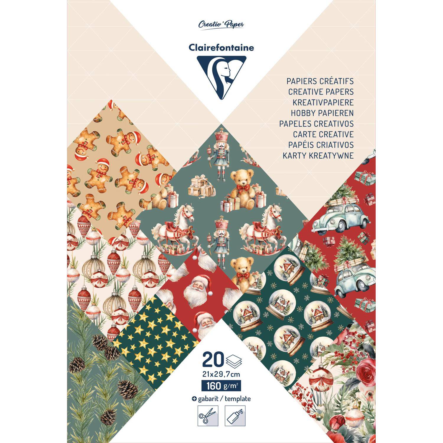 Clairefontaine 5x Motivblock A4 20Bl 160g Weihnachten 95549C