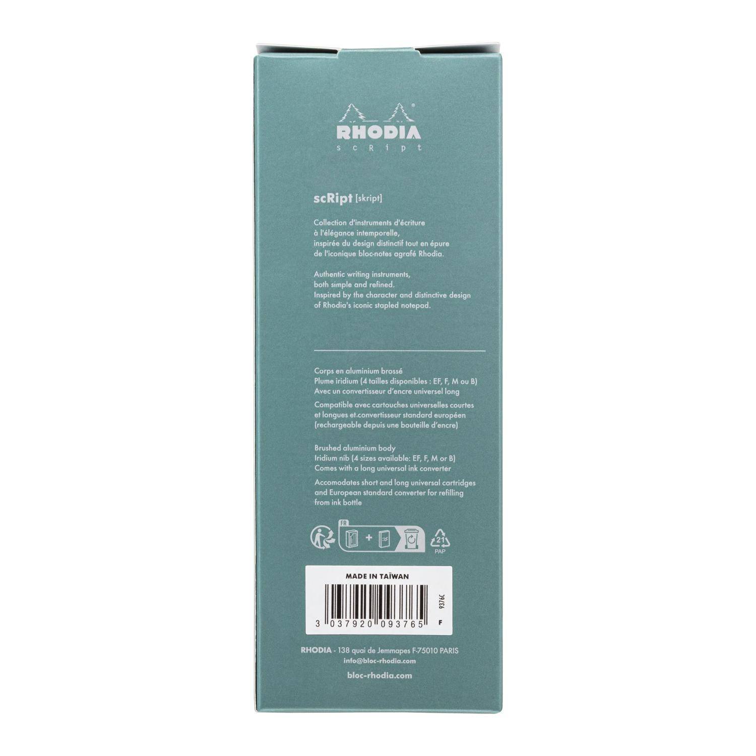 Rhodia Rhodia scRipt, Füllfederhalter, Federstärke F - Salbeigrün 9376C