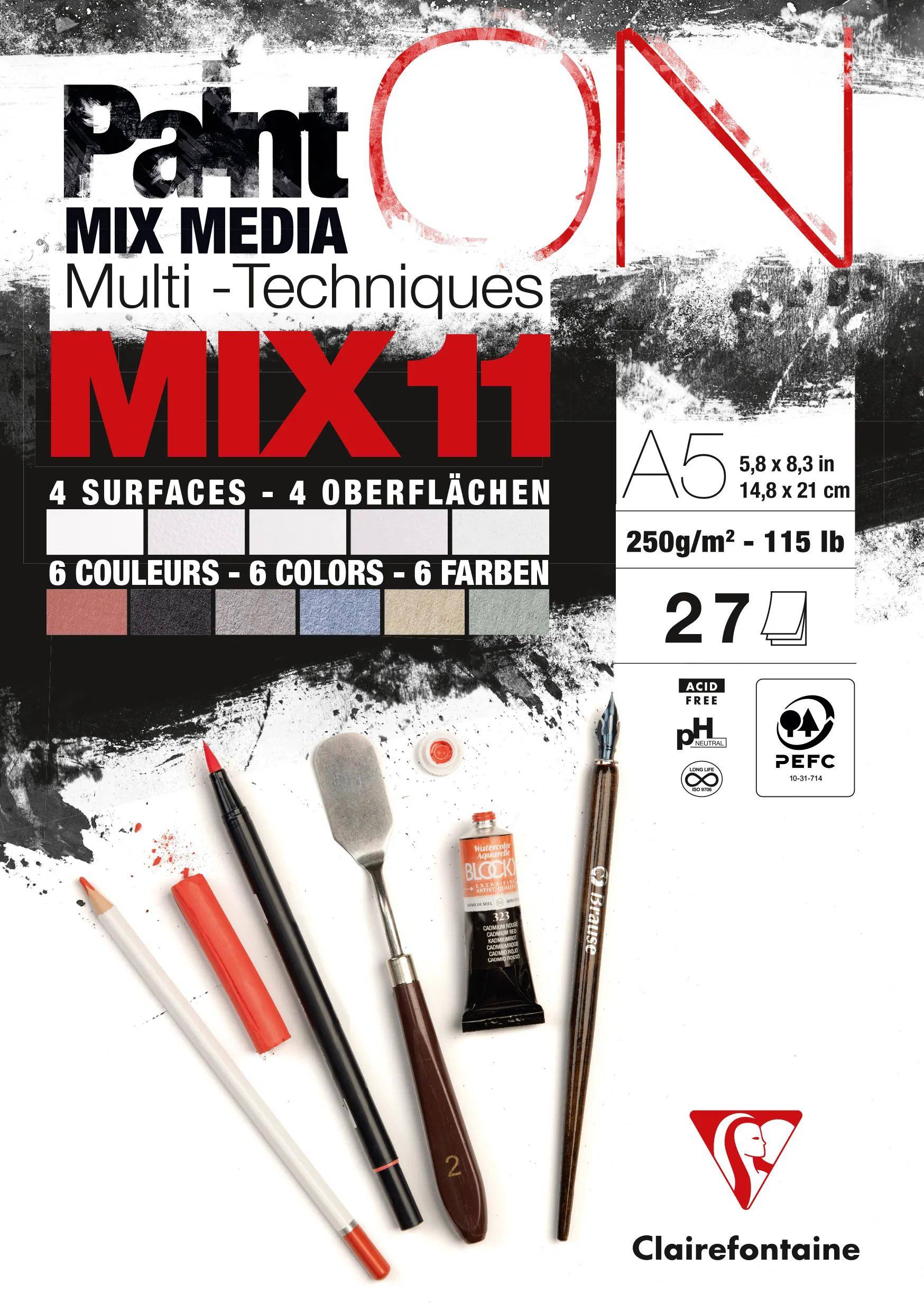 Clairefontaine 4x PaintON MIX11 27Bl 5B*3Bl+6C*2F A5 976010C
