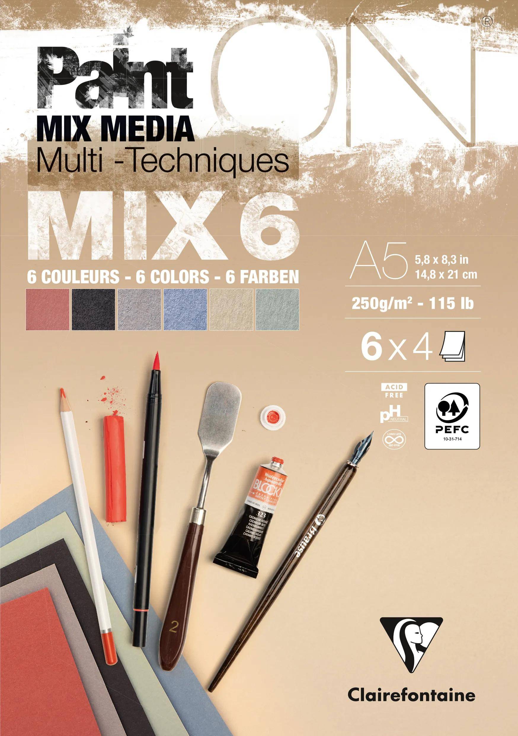 Clairefontaine 4x PaintON-MIX6 24 Blatt 6x4Bl A5 976014C