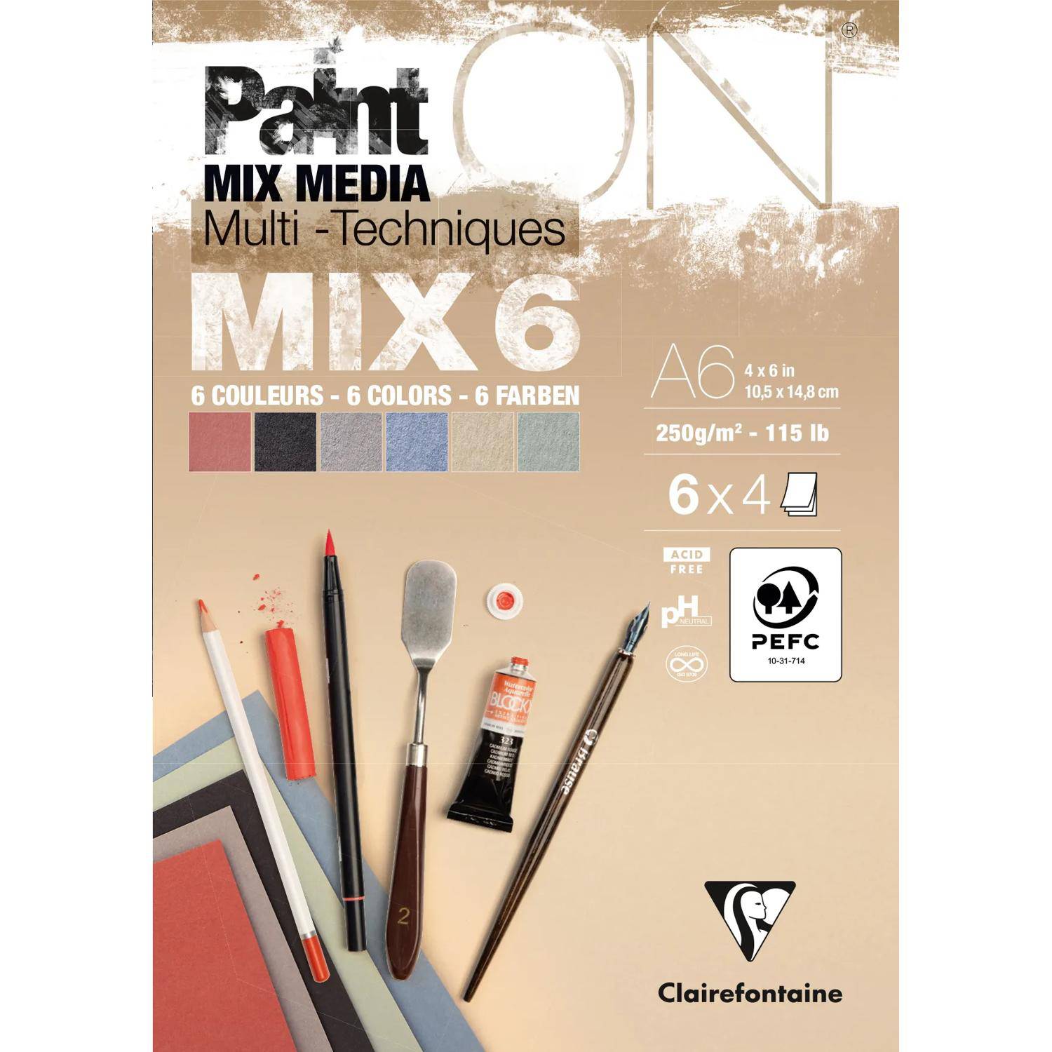 Clairefontaine 8x PaintON-MIX6 24 Blatt 6x4Bl A6 976013C