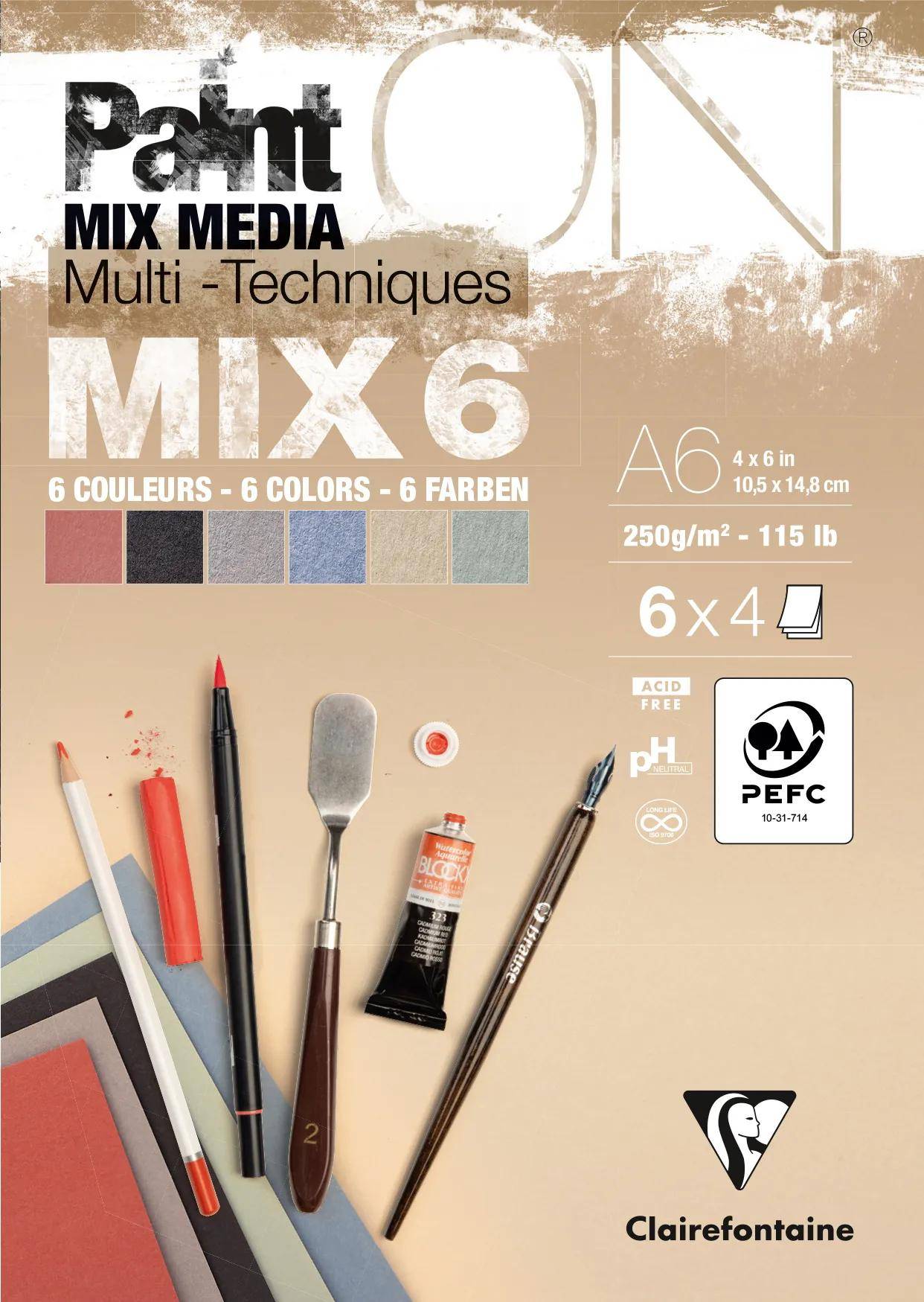Clairefontaine 8x PaintON-MIX6 24 Blatt 6x4Bl A6 976013C