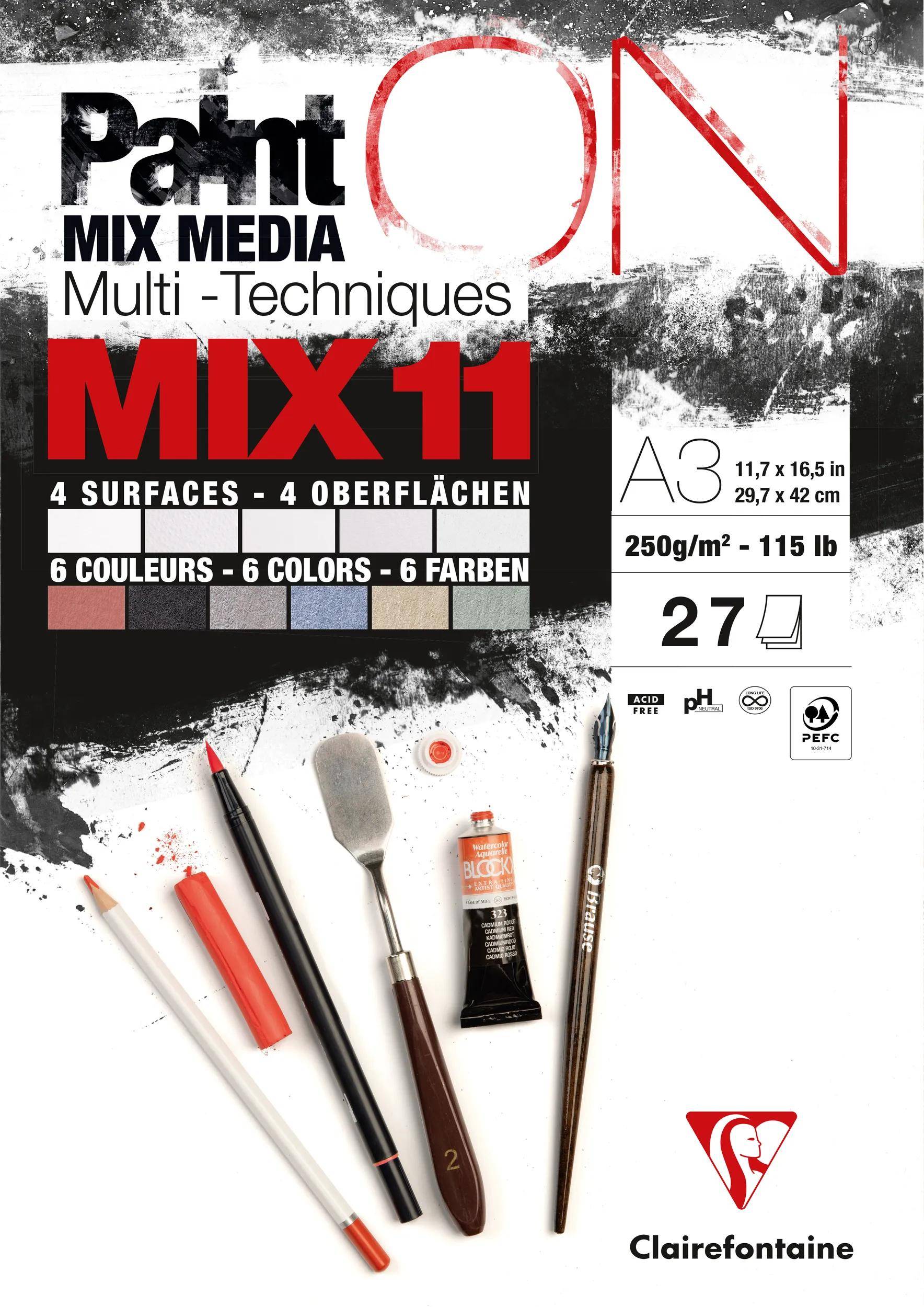 Clairefontaine 2x PaintON MIX11 27Bl 5B*3Bl+6C*2F A3 976012C