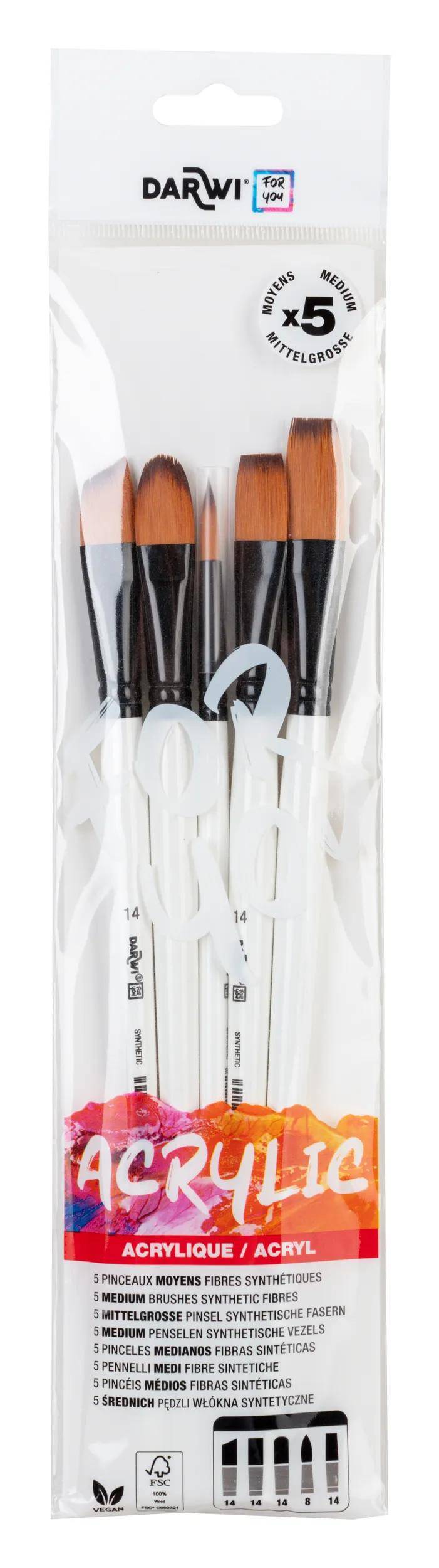 Darwi 12x DFY Set mit 5 mittleren Pinseln 3 DF1905150K06C