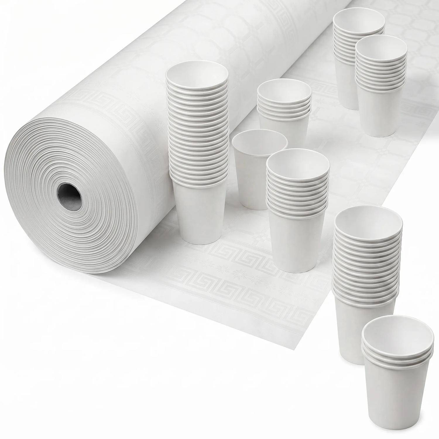 Pronappe 4x Papiertischdecke Rolle Damastprägung - 50x1,18m - Weiß RD265101I