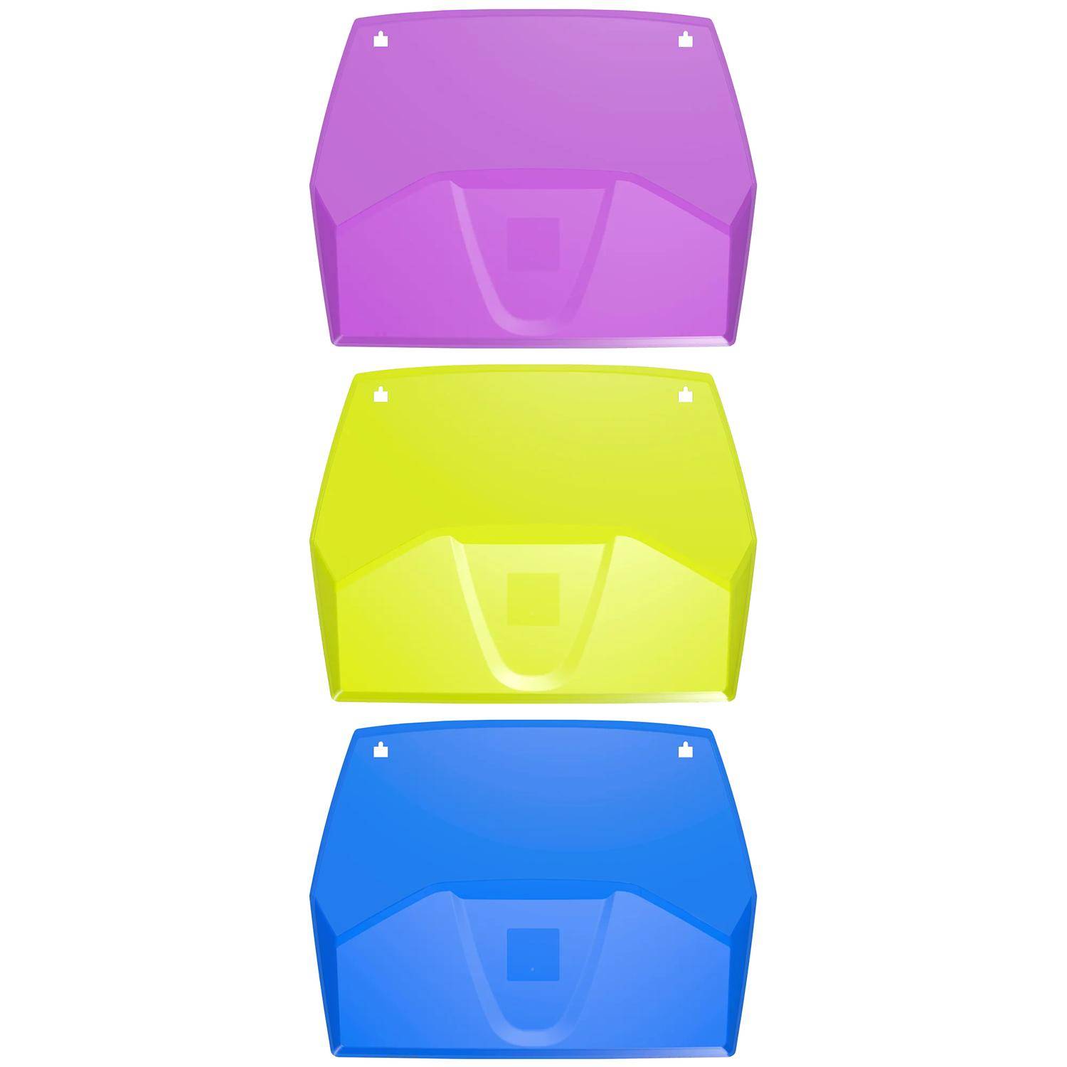 Exacompta Set 3 Wandprospekthaltern, 1 Fach, je 72x382x289mm sortiert 611808SETD