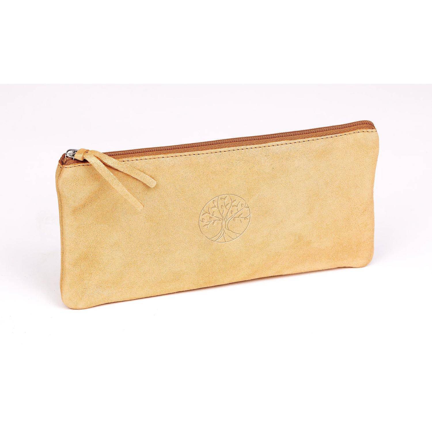 Clairefontaine 4x flaches Schlampermäppchen Leder, Baum, 22x11 cm Gold 116289C