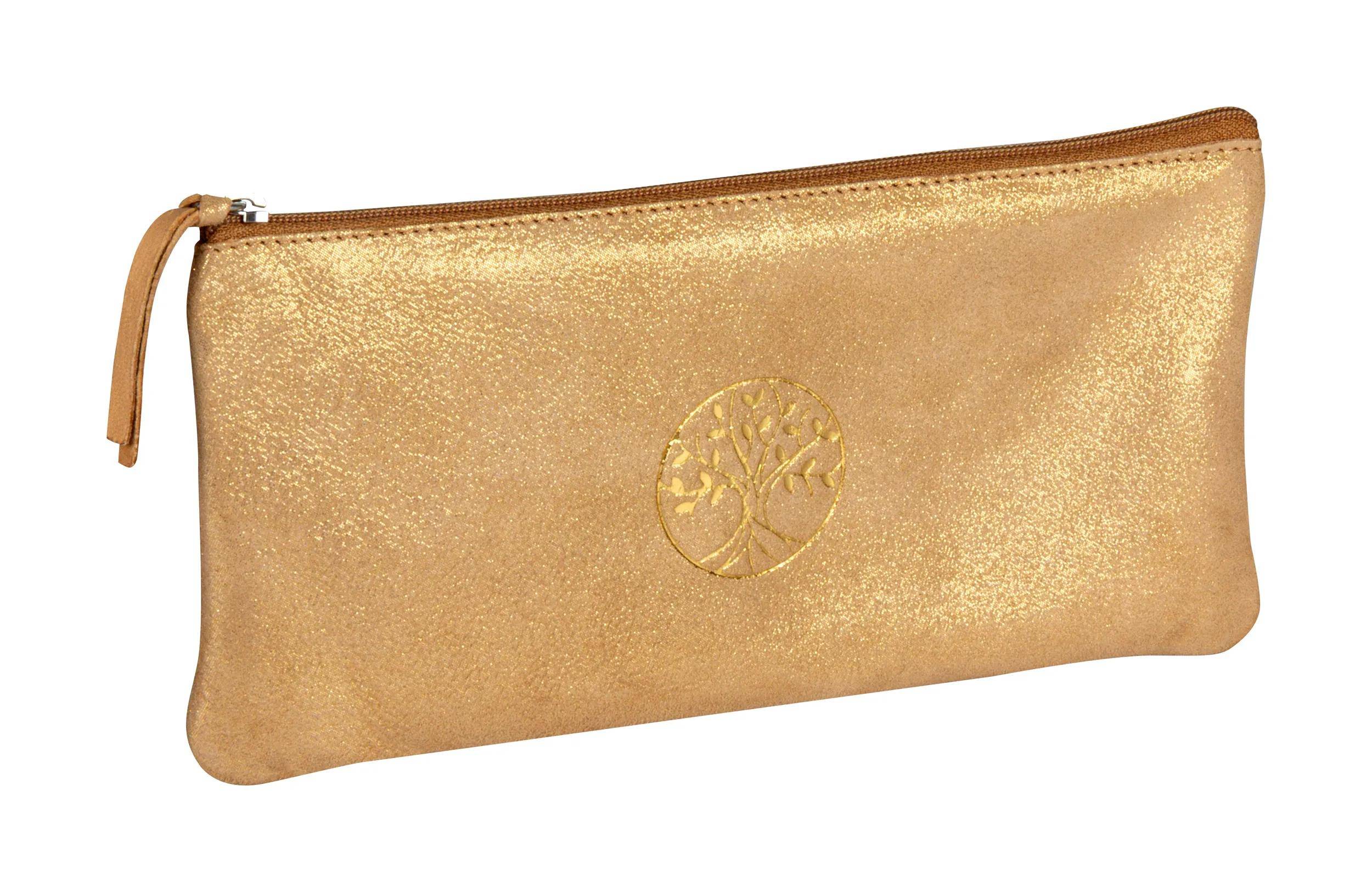 Clairefontaine 4x flaches Schlampermäppchen Leder, Baum, 22x11 cm Gold 116289C