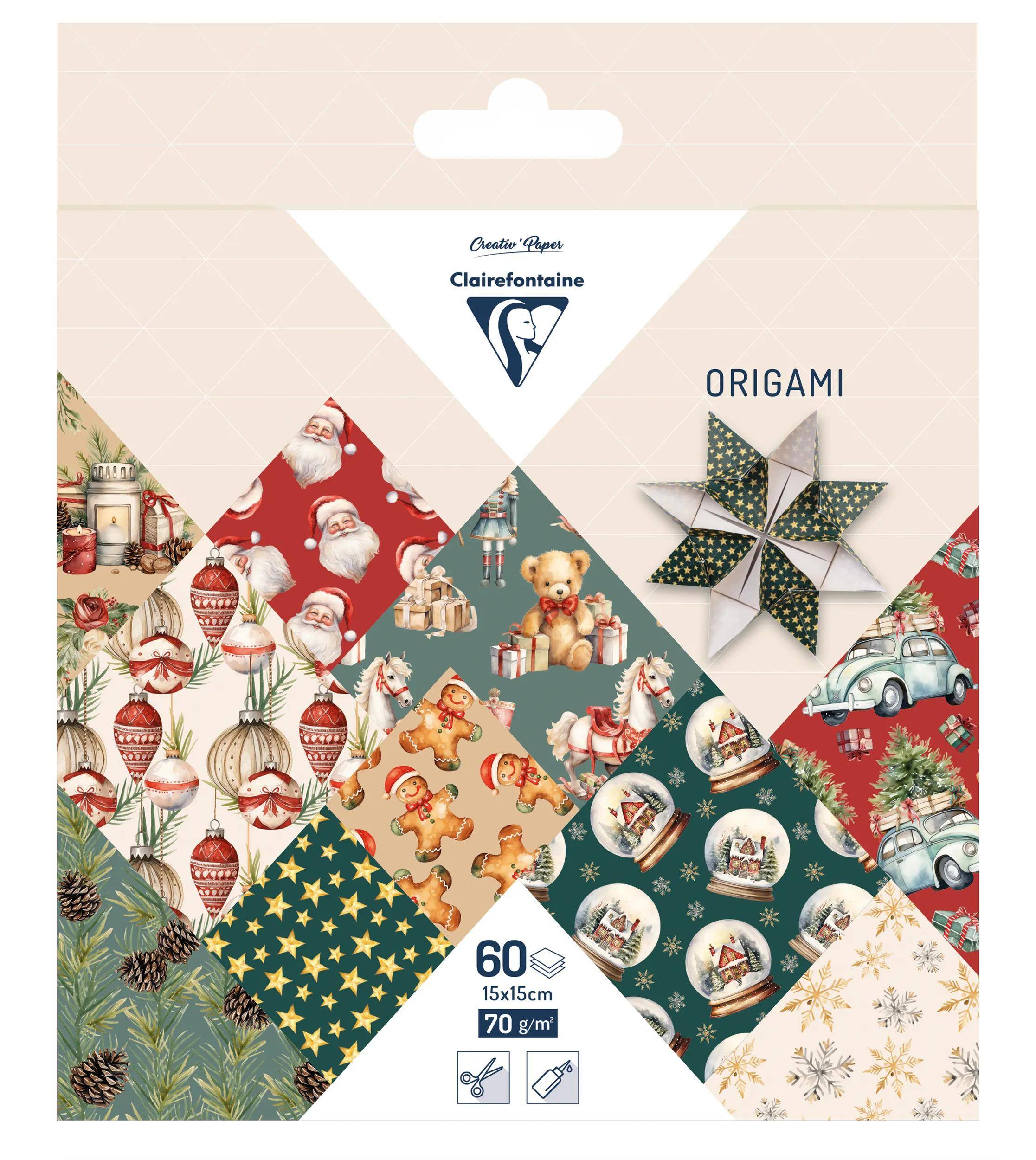 Clairefontaine 5x Origami 60Bl 15x15 70g Weihnachten 95639C