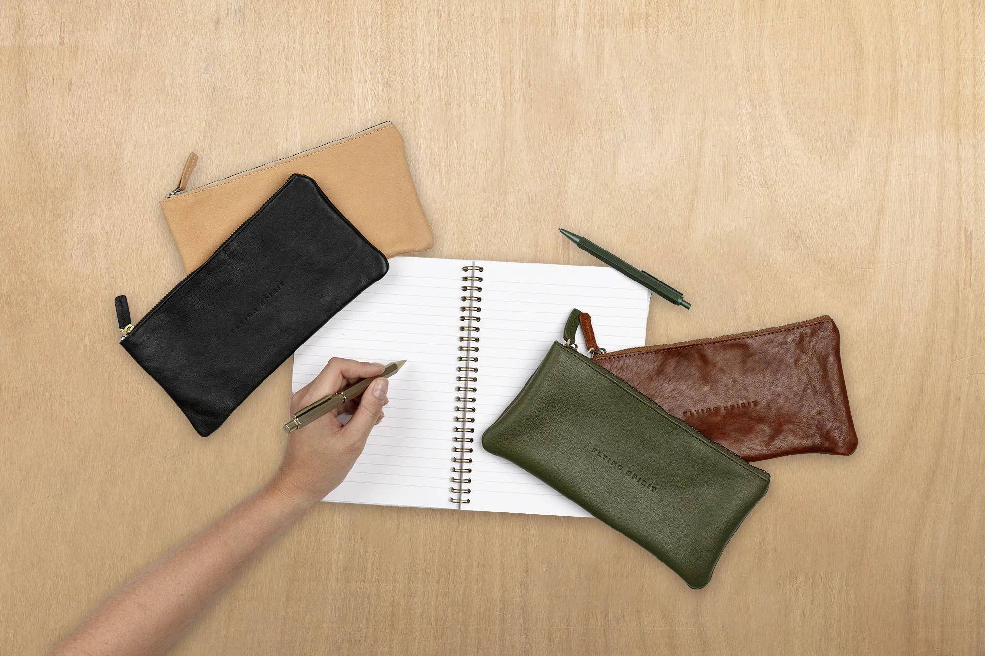 Clairefontaine 8x flaches Schlampermäppchen/Etui, 22x11 cm Khaki 107513C
