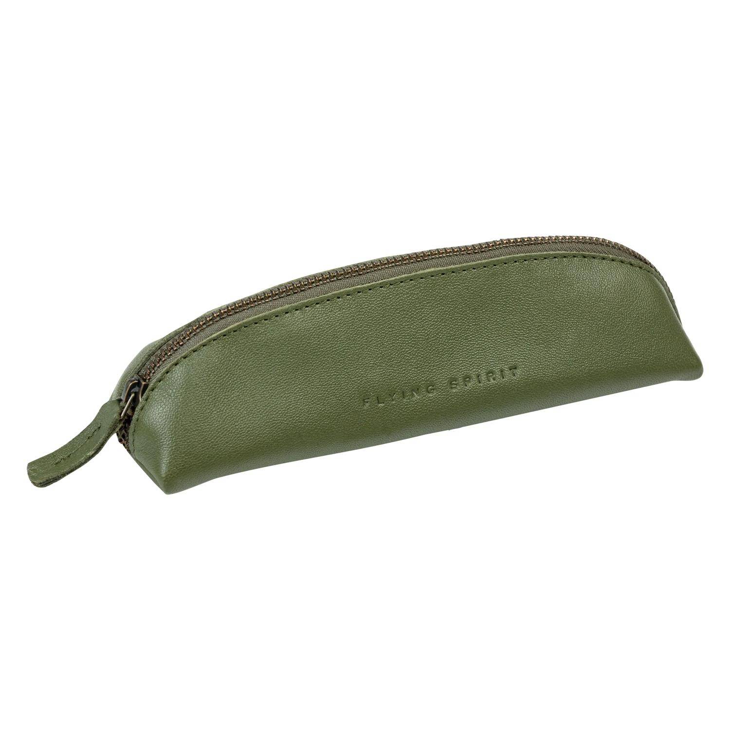 Clairefontaine 6x Schlampermäppchen aus Leder 18x5,5 cm Khaki 107512C