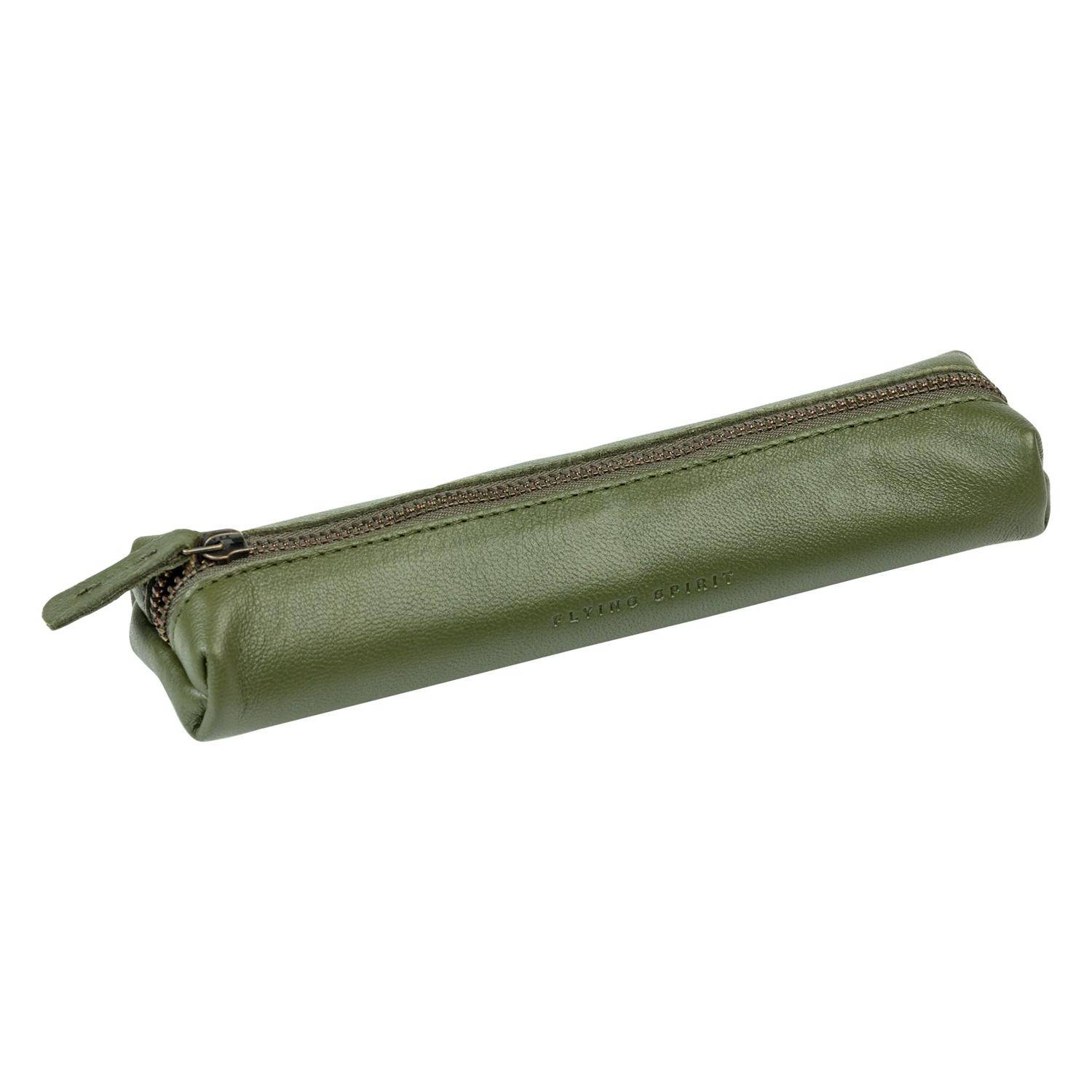 Clairefontaine 8x Schlampermäppchen aus Leder 19x4x2,5 cm Khaki 107511C