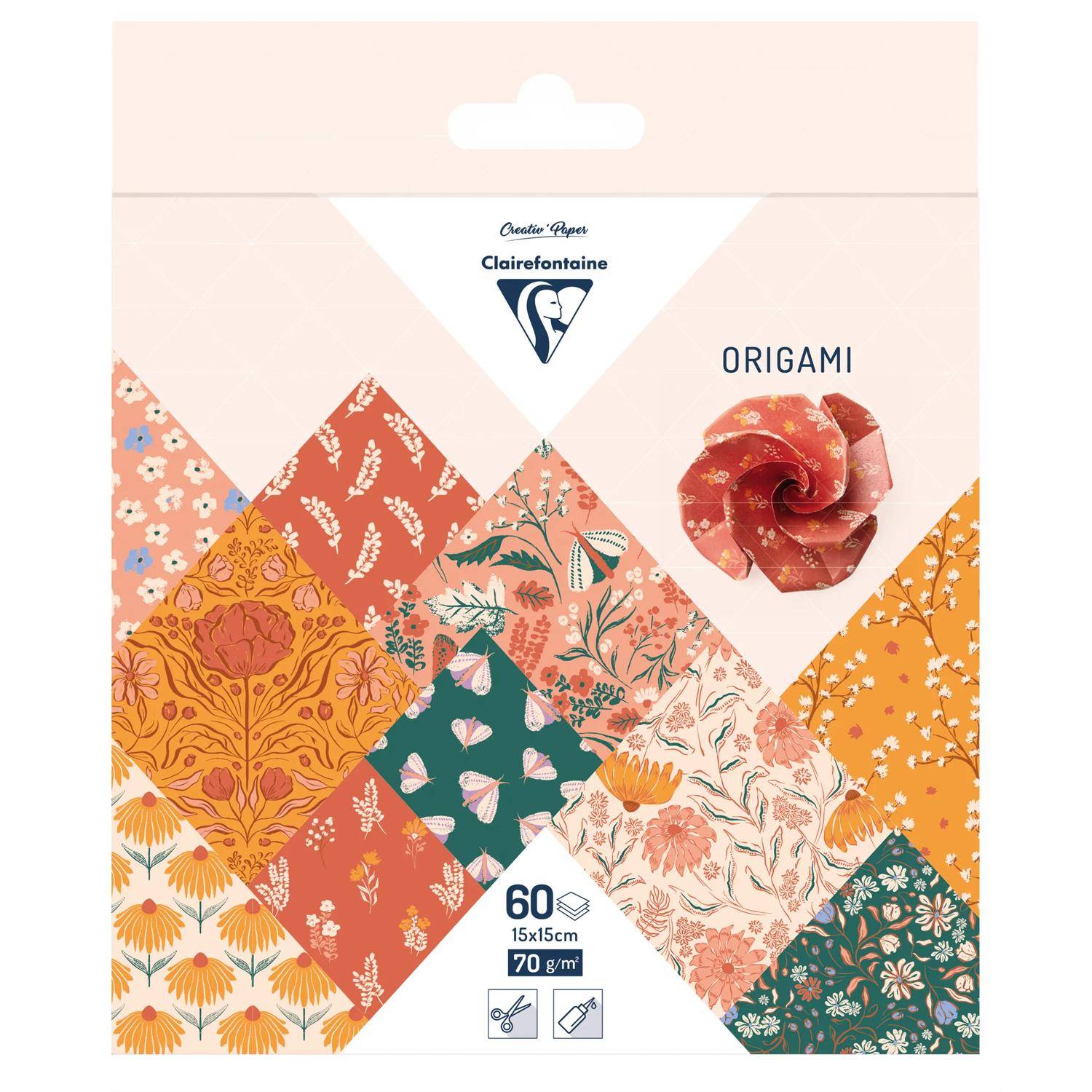Clairefontaine 5x Origami 60Bl 15x15 70g Boho floral 95641C