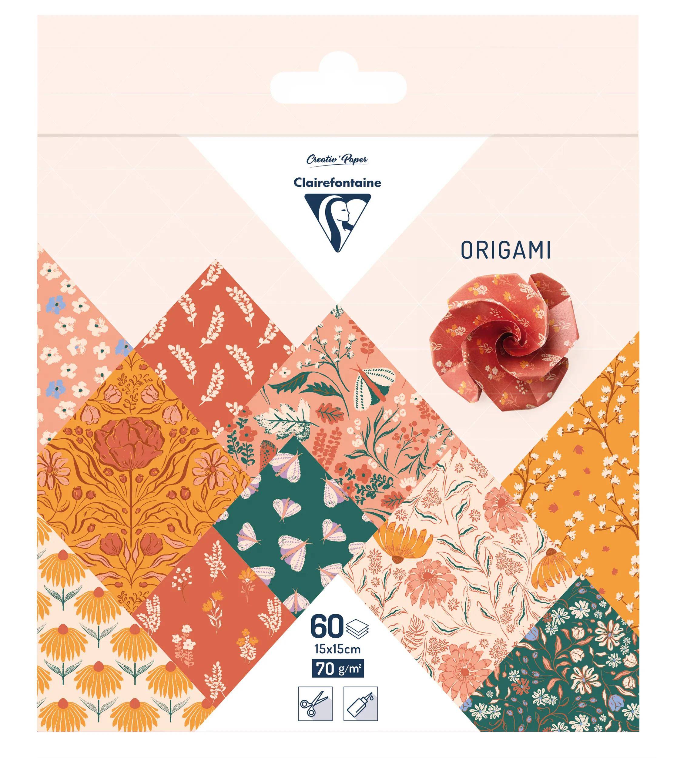 Clairefontaine 5x Origami 60Bl 15x15 70g Boho floral 95641C
