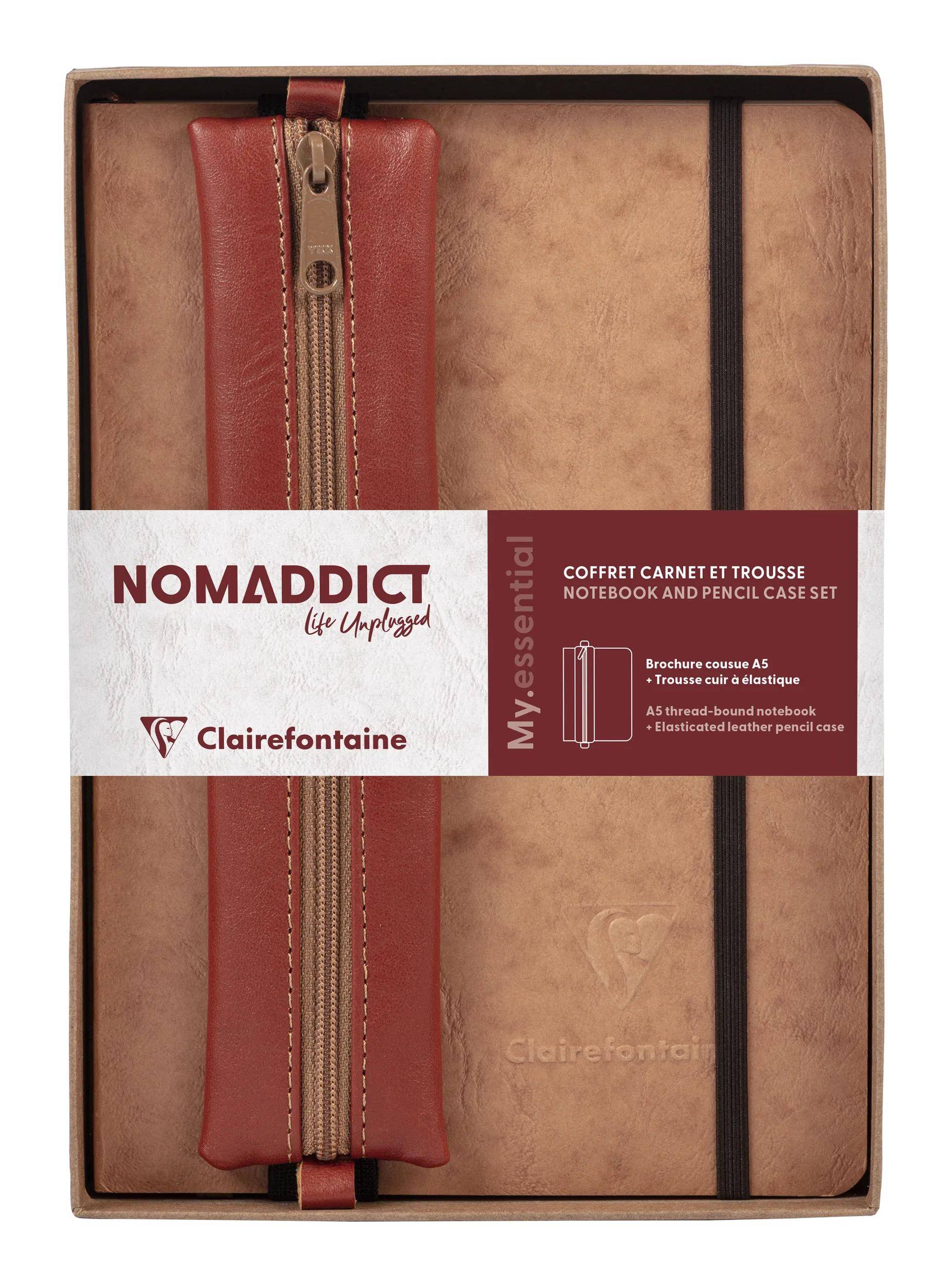 Clairefontaine Set, Notizbuch A5 liniert + Federmäppchen, tabak 793469C