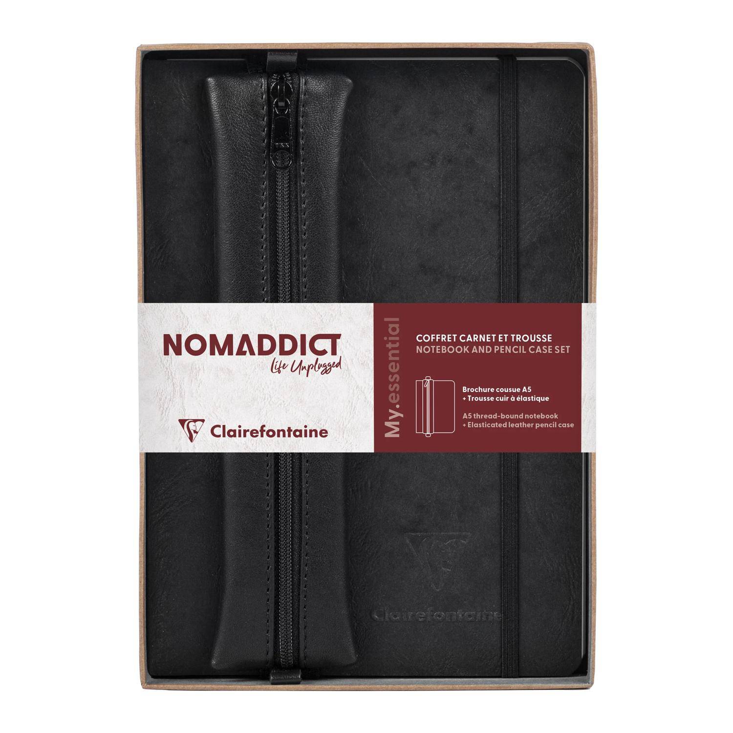Clairefontaine Set, Notizbuch A5 liniert + Federmäppchen, schwarz 793468C