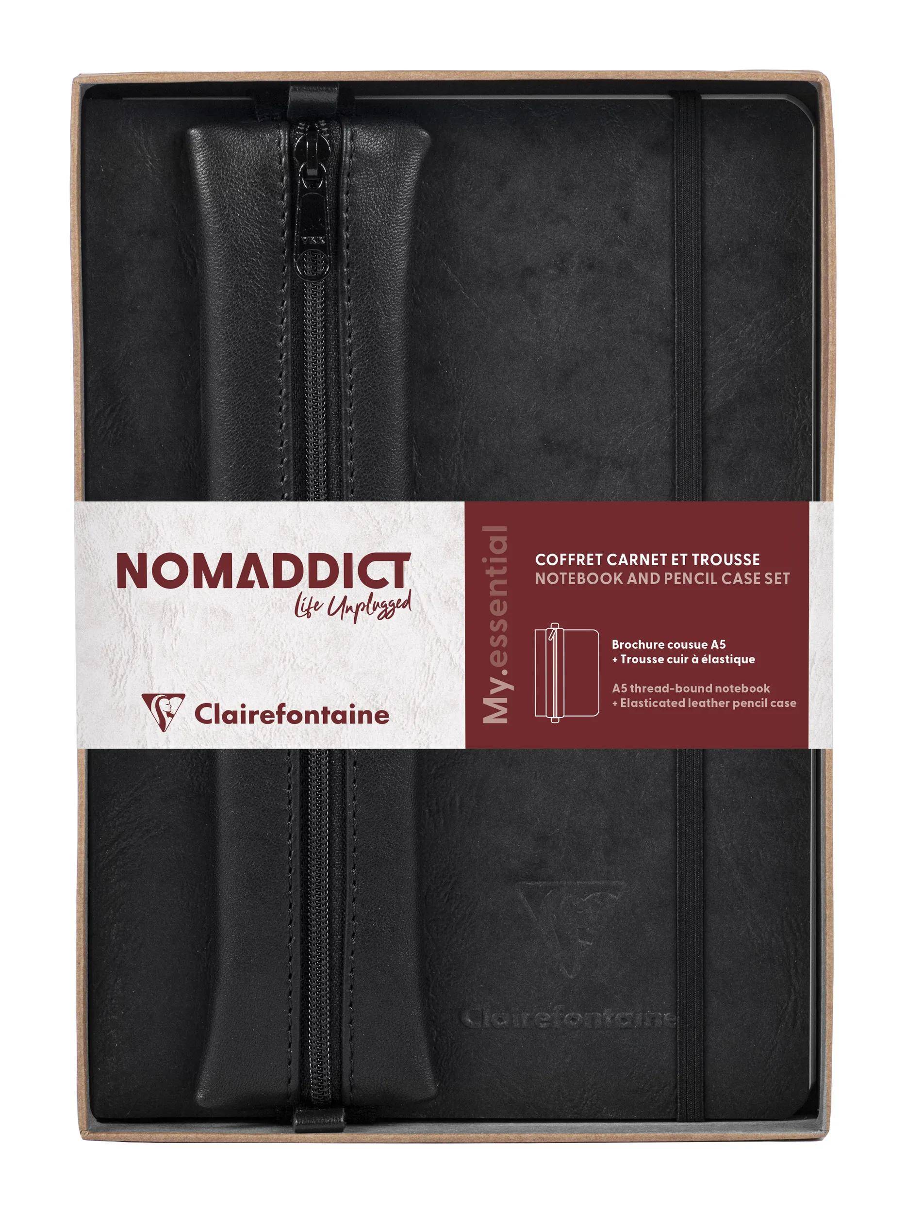 Clairefontaine Set, Notizbuch A5 liniert + Federmäppchen, schwarz 793468C