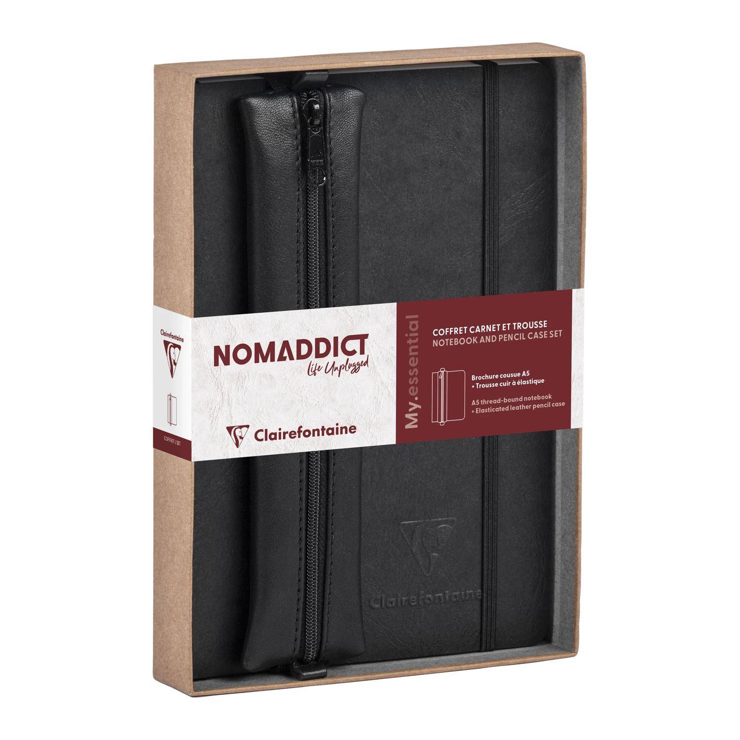 Clairefontaine Set, Notizbuch A5 liniert + Federmäppchen, schwarz 793468C