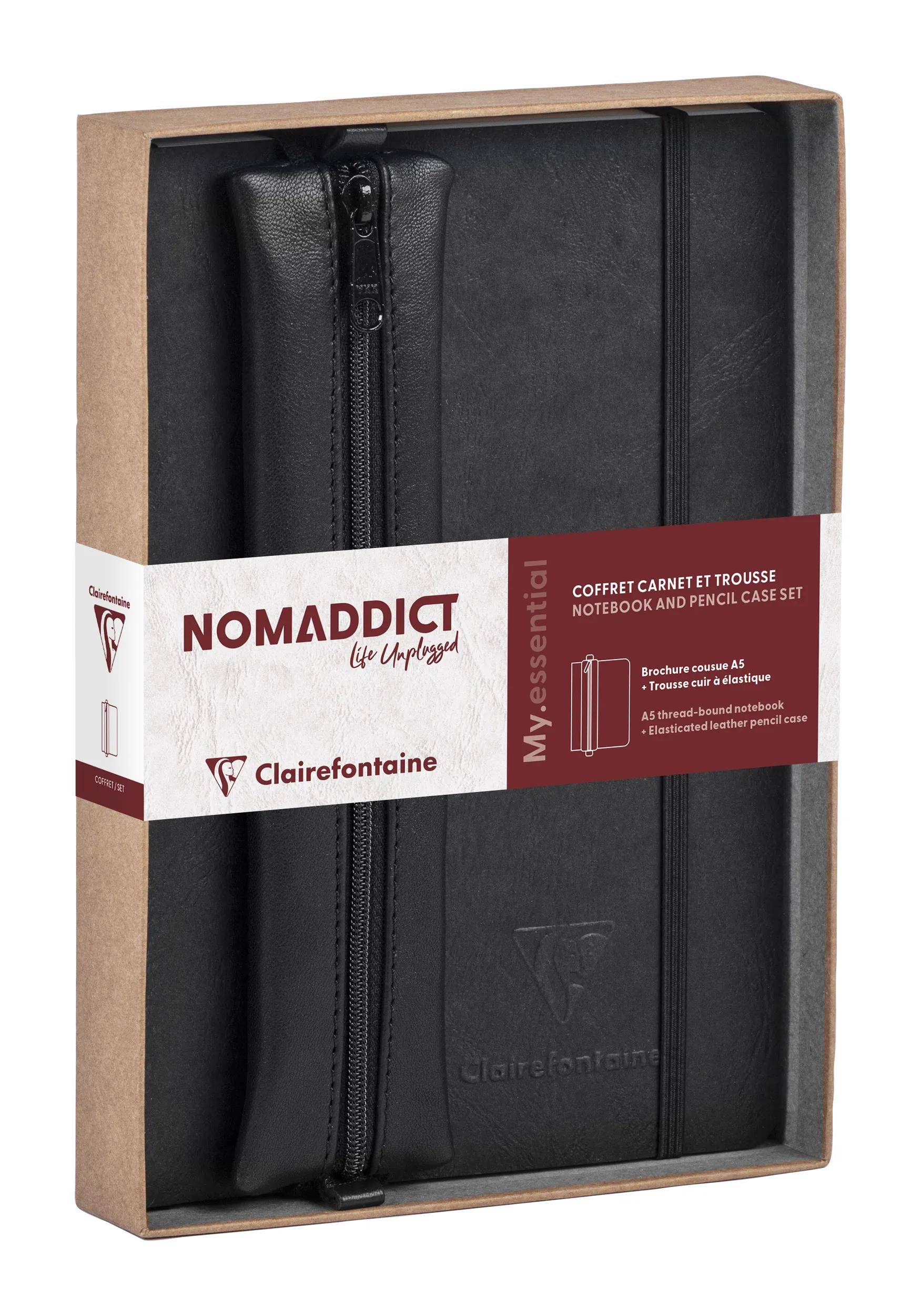 Clairefontaine Set, Notizbuch A5 liniert + Federmäppchen, schwarz 793468C